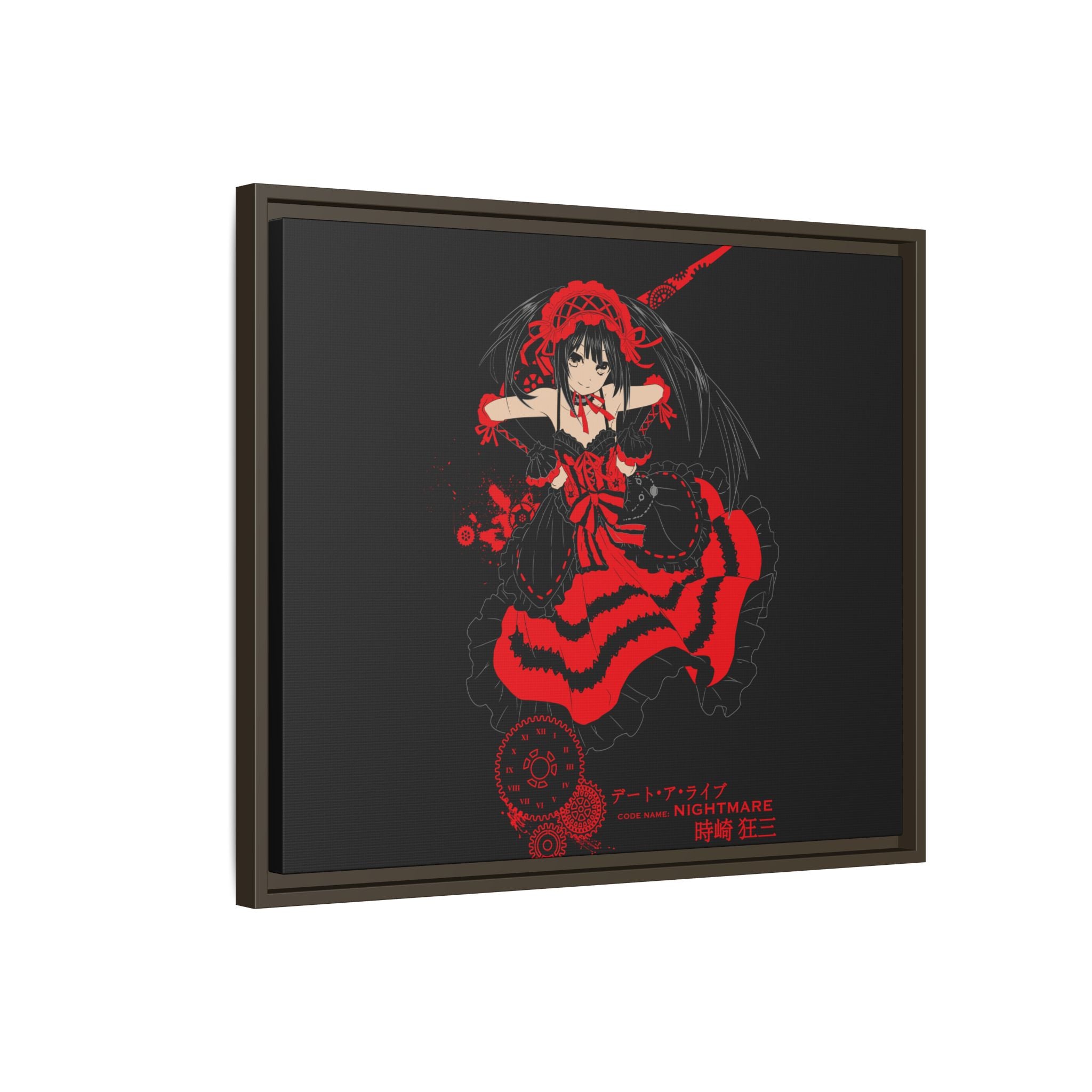 Anime Warrior Red Black Matte Canvas Print — Framed Wall Art