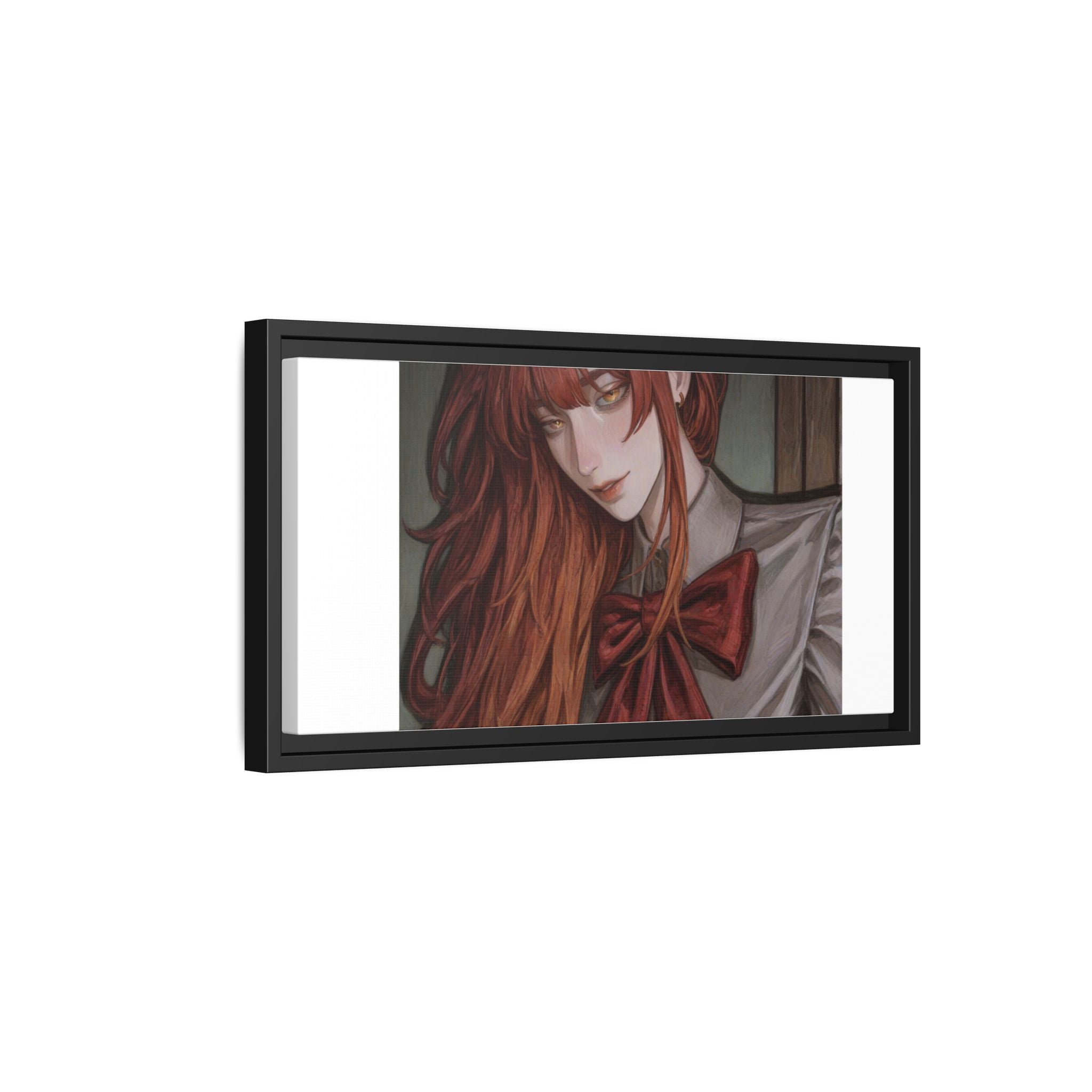 Framed Matte Canvas Print — Moody Red-Headed Anime Girl Art