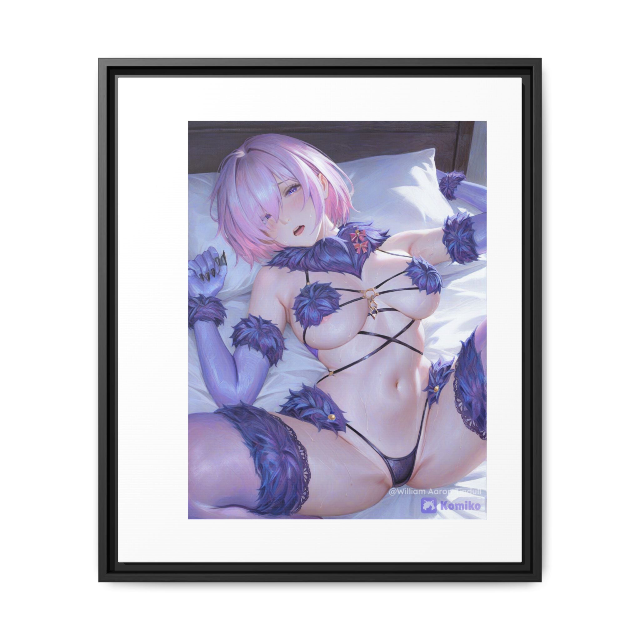 Framed Matte Canvas — Anime Pin-Up Lingerie Art Print