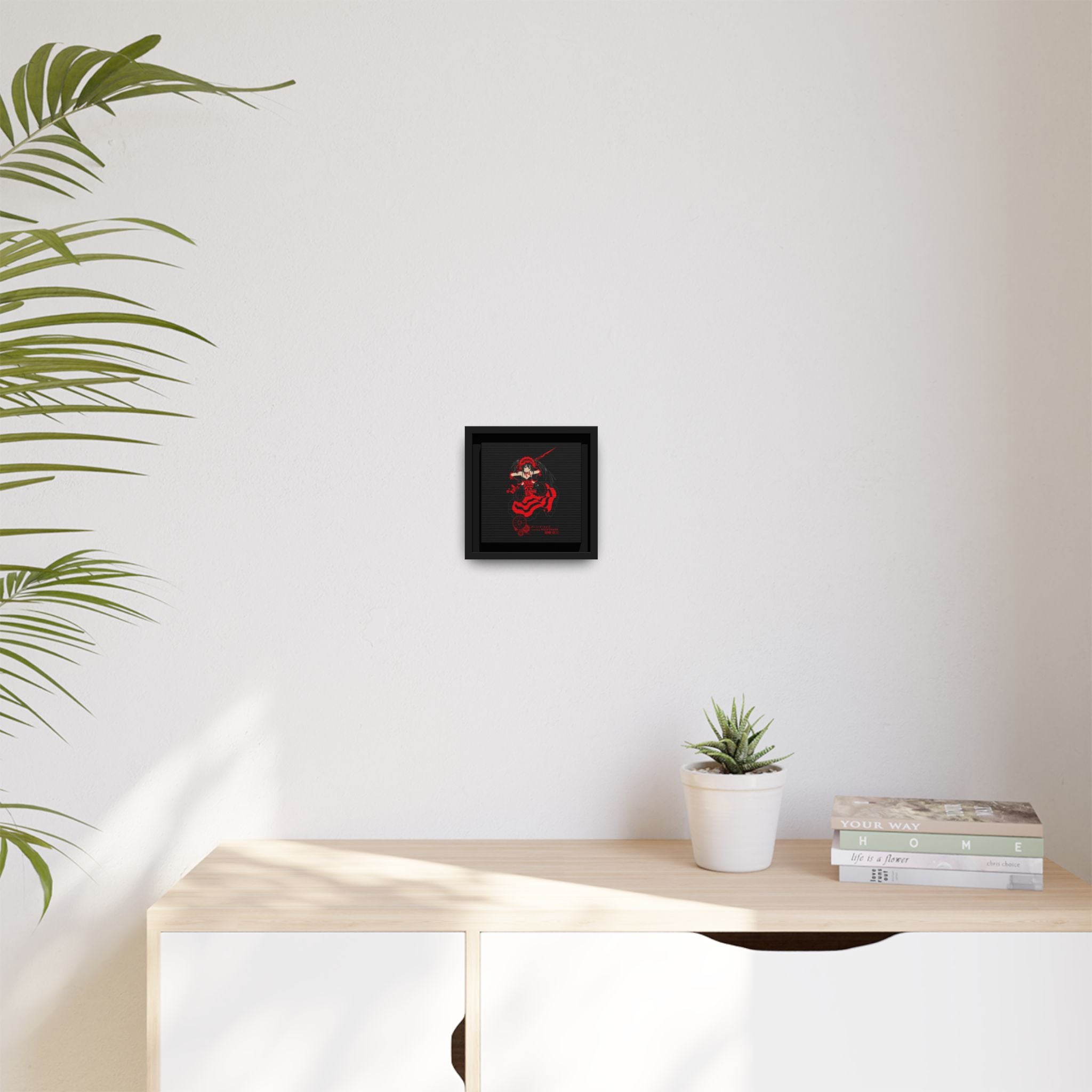 Anime Warrior Red Black Matte Canvas Print — Framed Wall Art