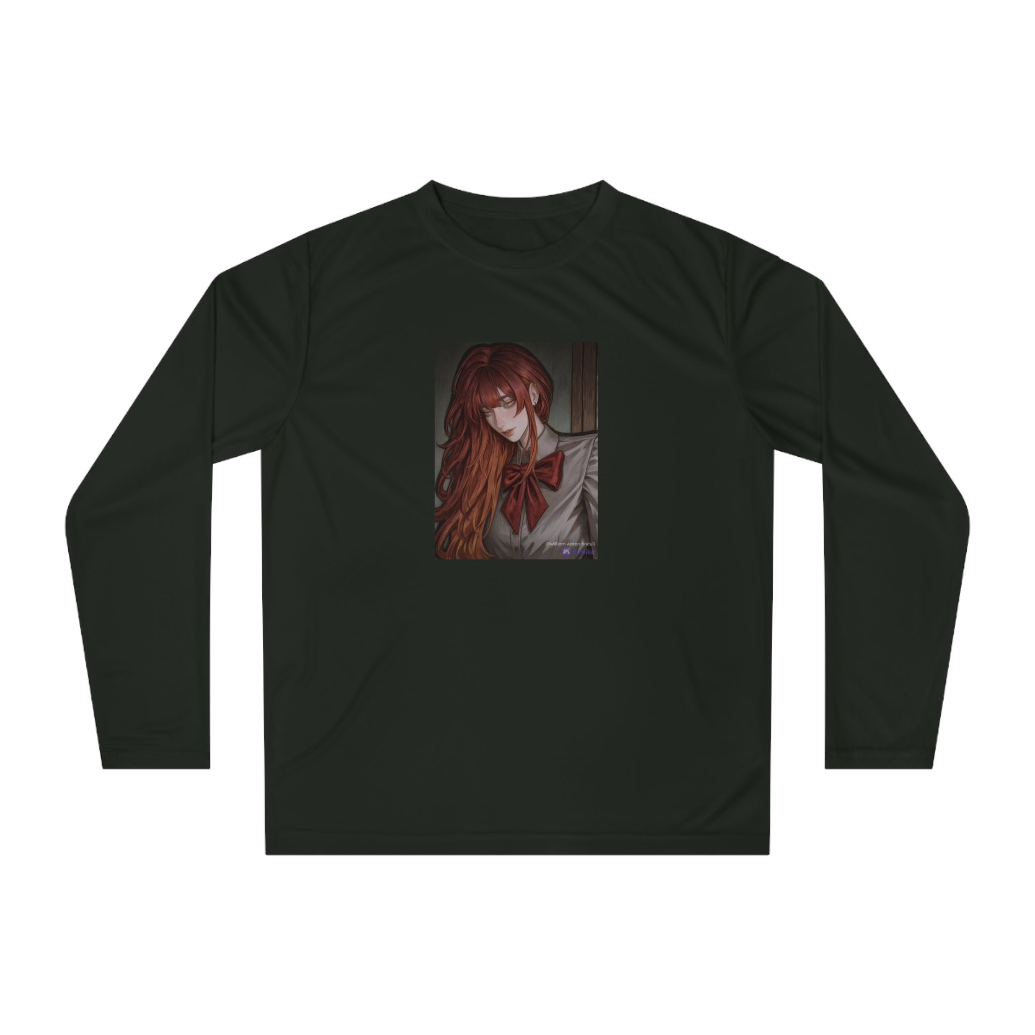 Anime Redhead Girl Long Sleeve Shirt — Moody Schoolgirl Portrait