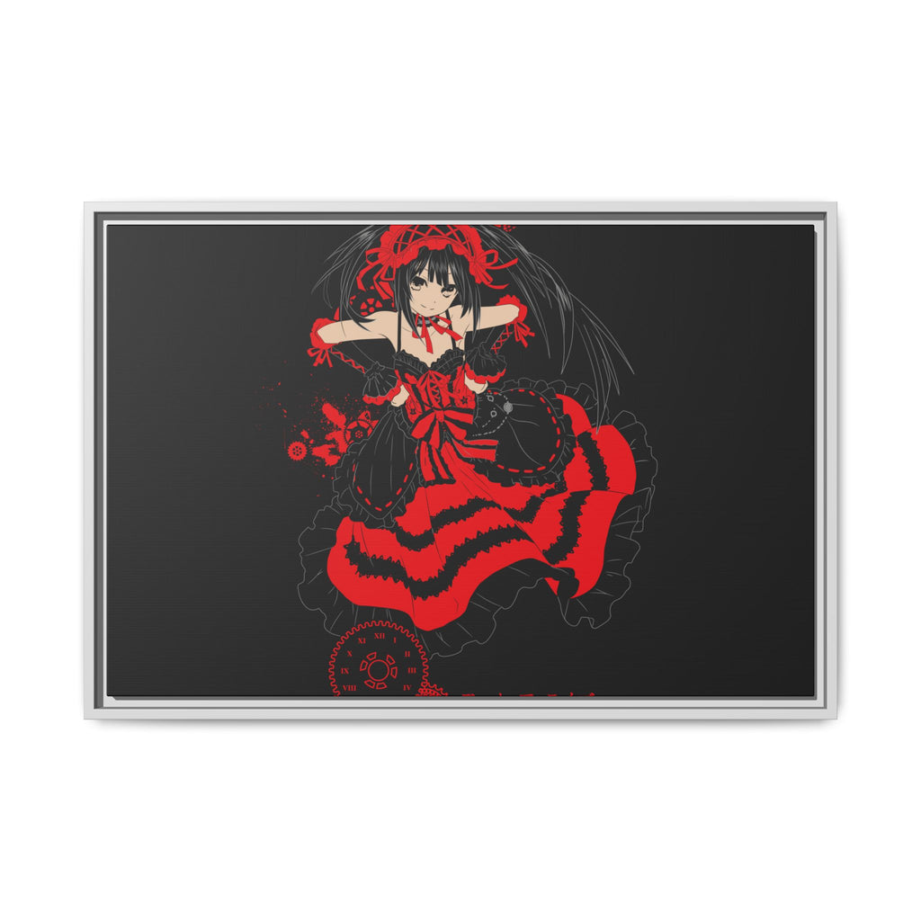 Anime Warrior Red Black Matte Canvas Print — Framed Wall Art