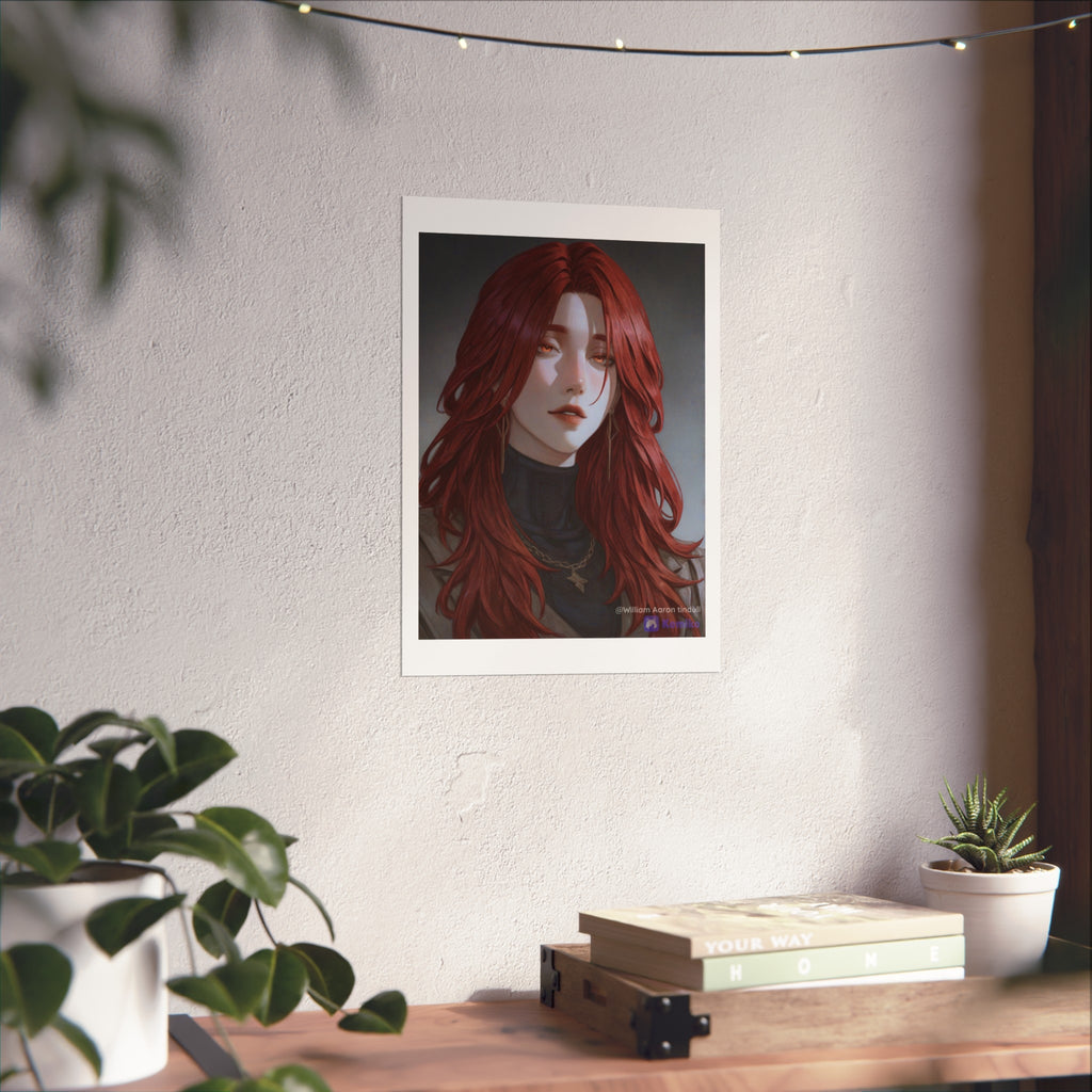 Fine Art Poster — Red-Haired Gothic Portrait, Moody Decorative Wall Art