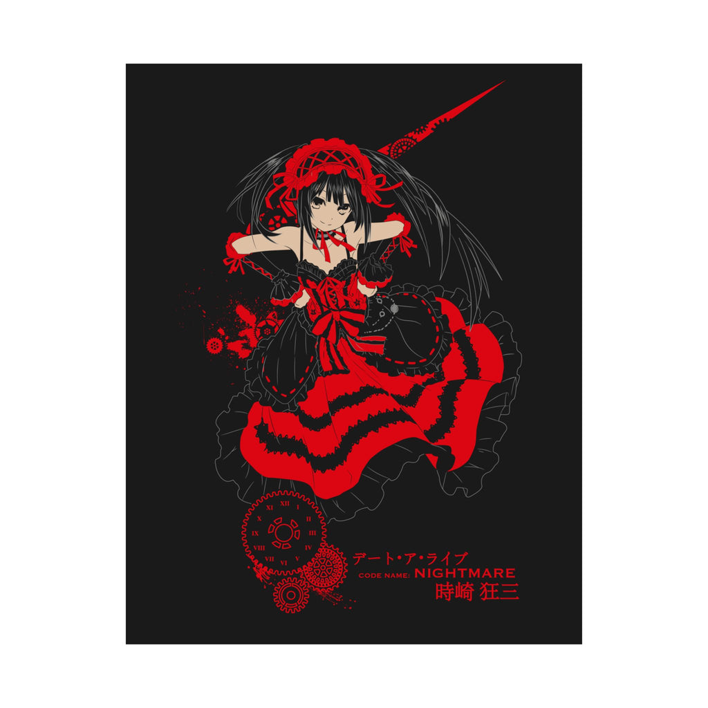 Anime Gothic Poster — Red & Black Kurumi Nightcore Matte Vertical Print