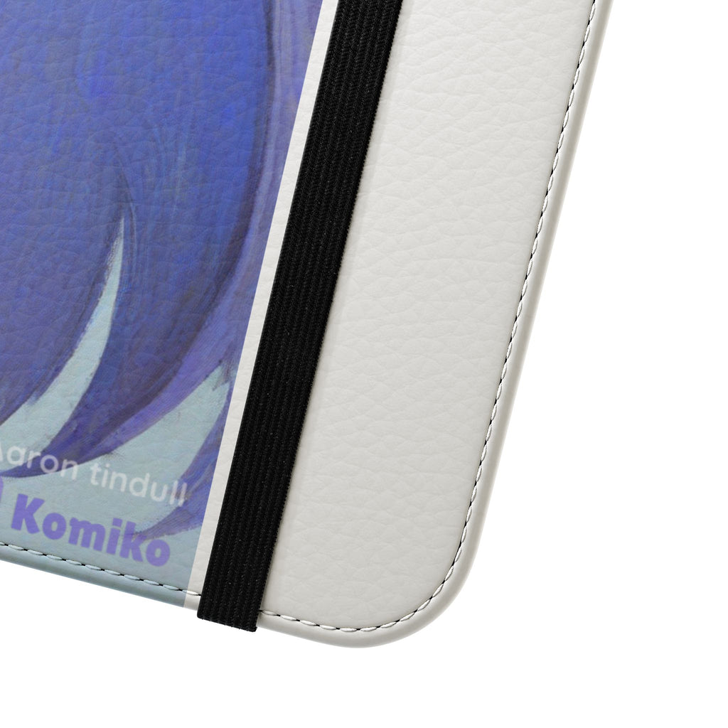 Anime Bunny Girl Flip Case - Purple Long-Haired Character Phone Wallet