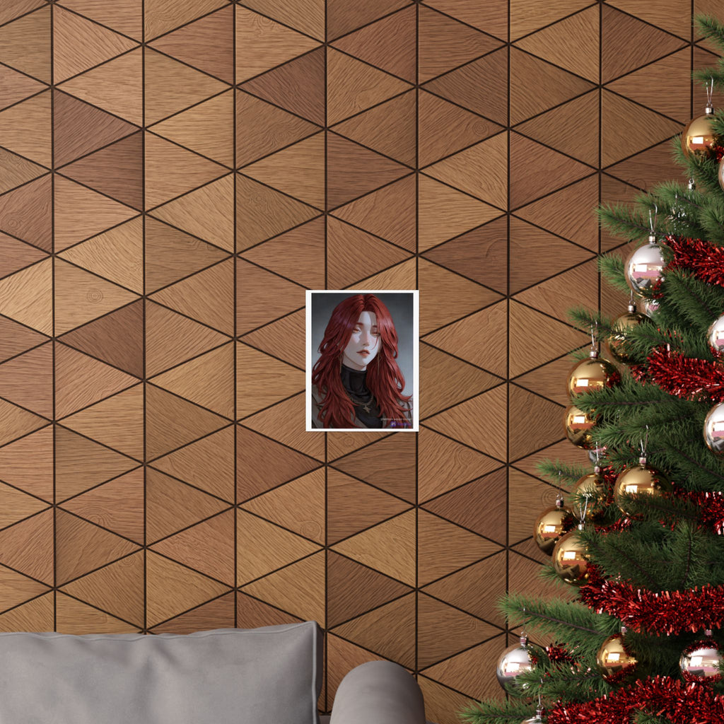 Red-Haired Muse Matte Vertical Poster — Moody Portrait Art Print