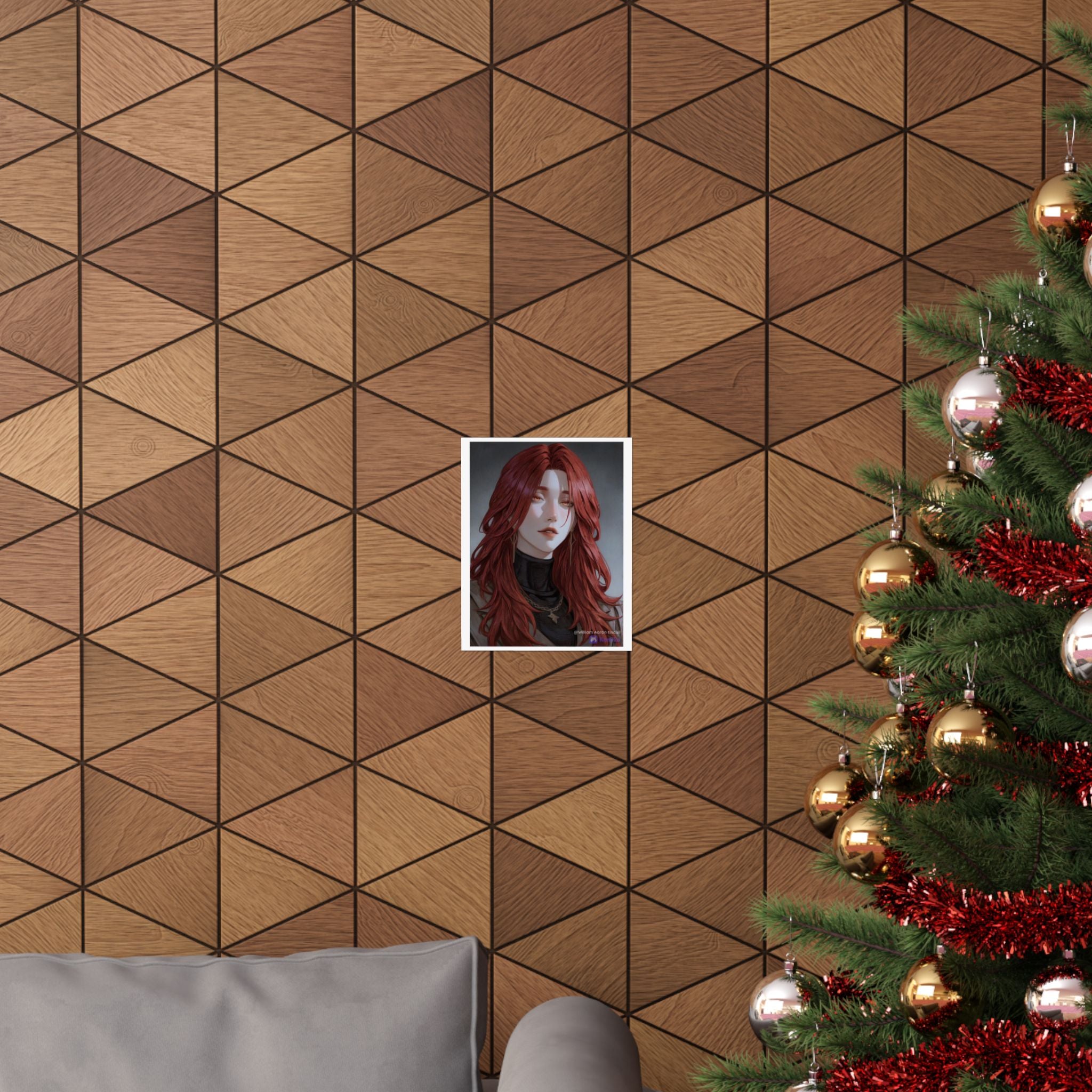 Red-Haired Muse Matte Vertical Poster — Moody Portrait Art Print