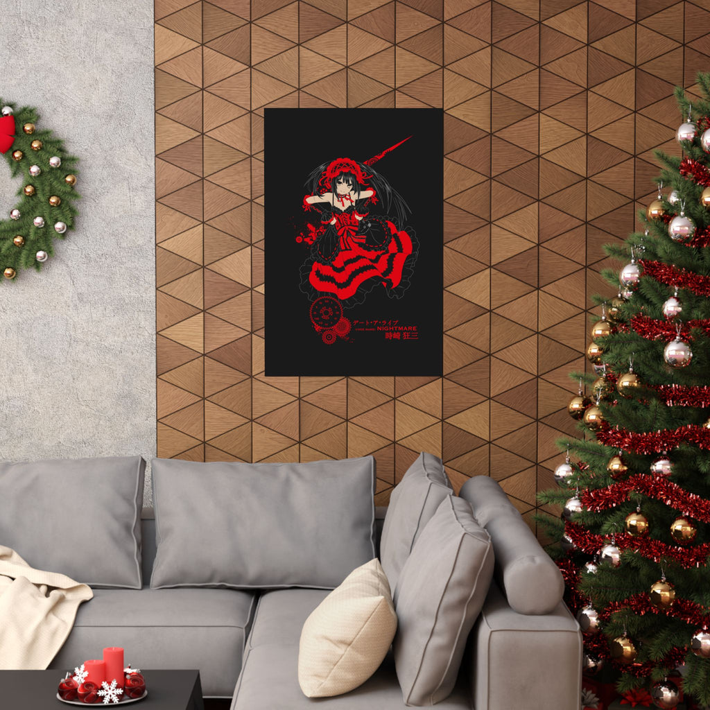 Anime Gothic Poster — Red & Black Kurumi Nightcore Matte Vertical Print