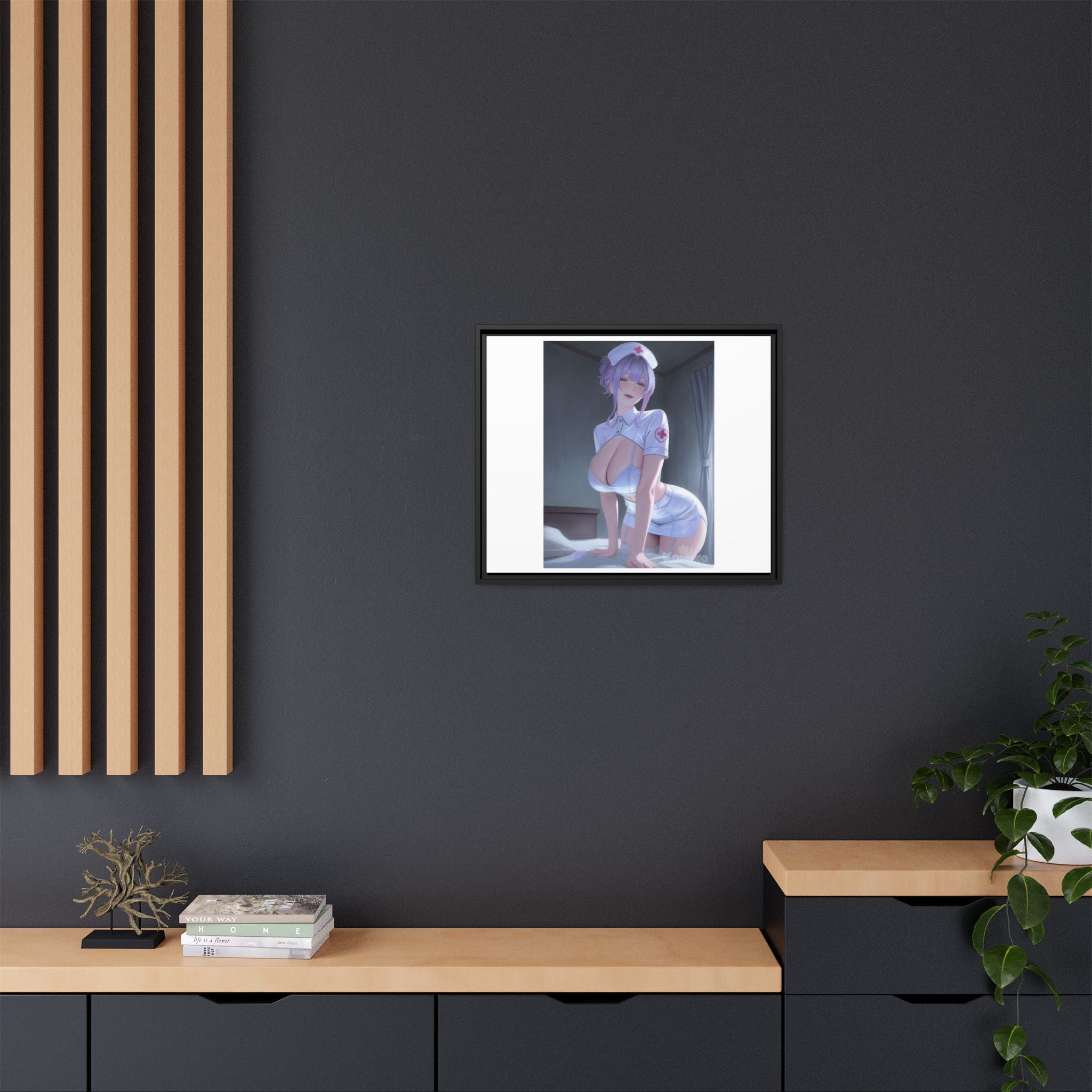 Sexy Anime Nurse Matte Canvas Print (Framed)