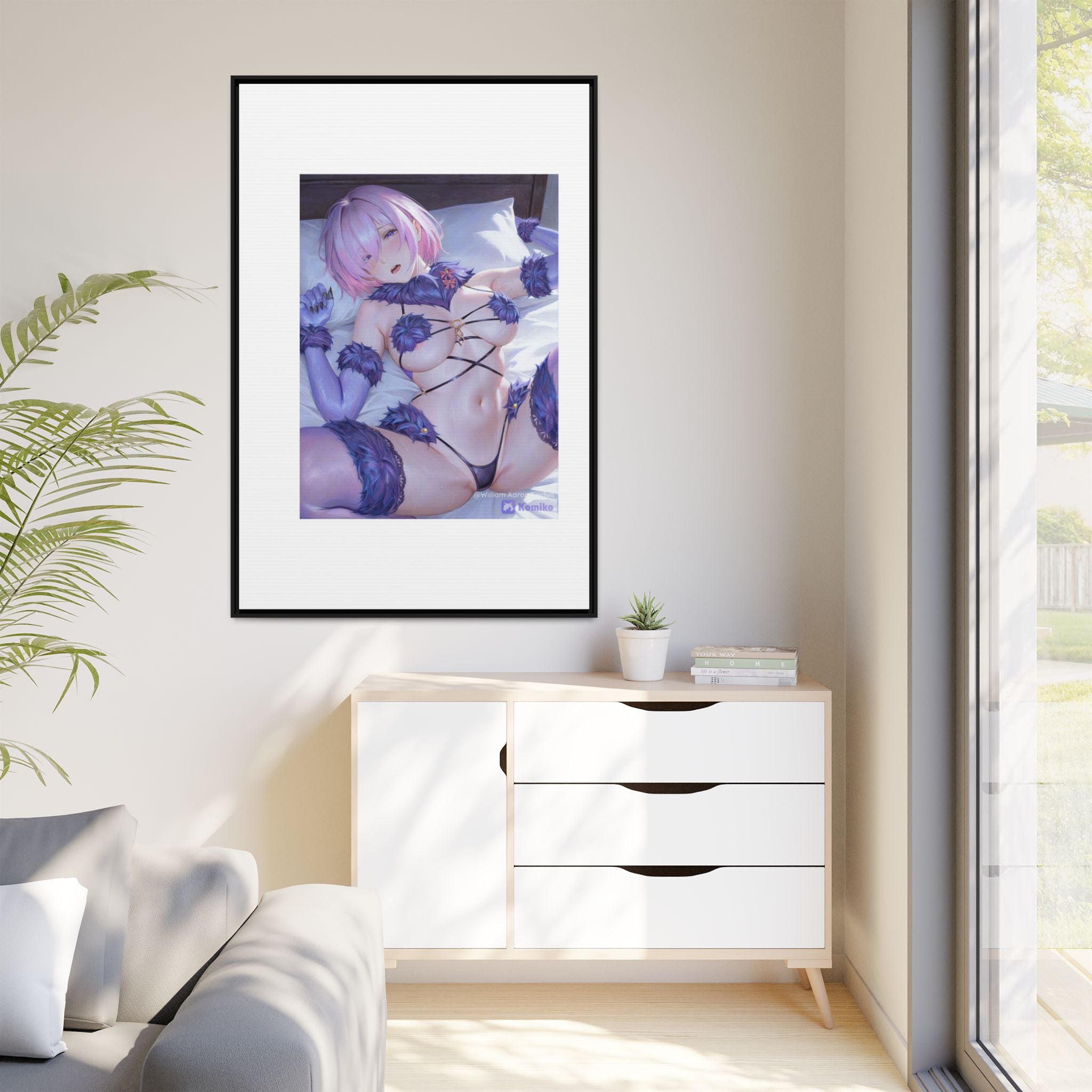 Framed Matte Canvas — Anime Pin-Up Lingerie Art Print