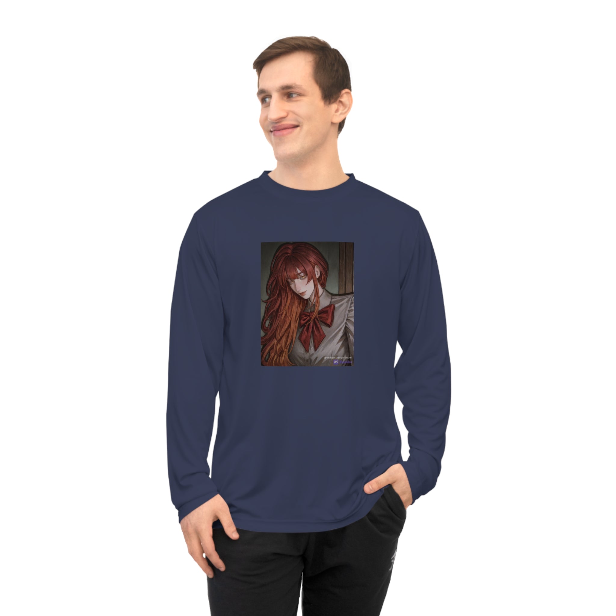 Anime Redhead Girl Long Sleeve Shirt — Moody Schoolgirl Portrait