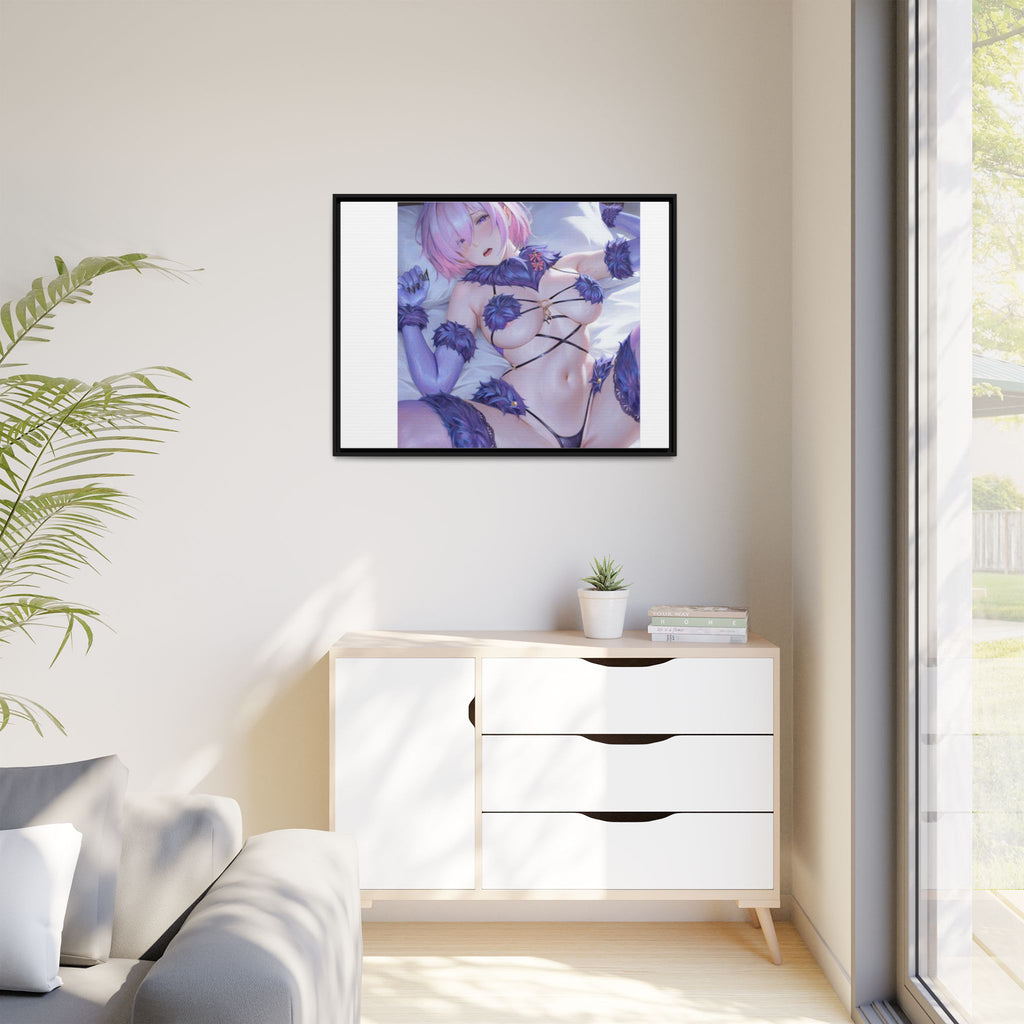 Framed Matte Canvas — Anime Pin-Up Lingerie Art Print