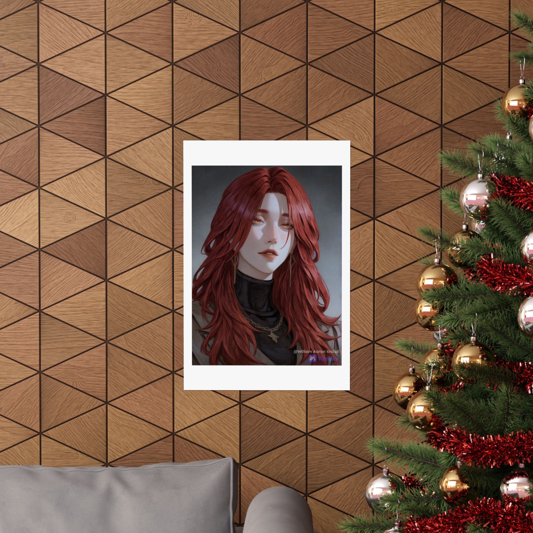 Red-Haired Muse Matte Vertical Poster — Moody Portrait Art Print