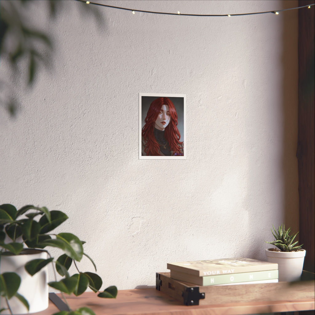 Fine Art Poster — Red-Haired Gothic Portrait, Moody Decorative Wall Art