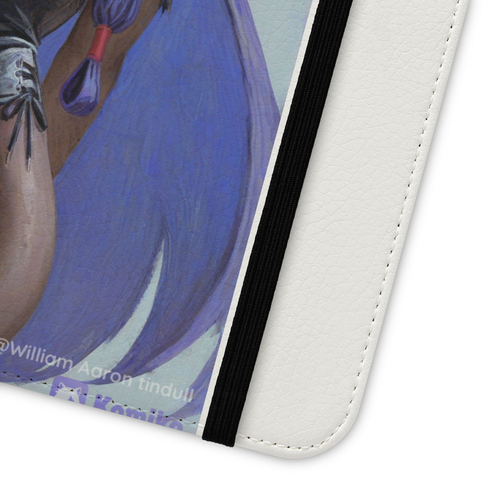Anime Bunny Girl Flip Case - Purple Long-Haired Character Phone Wallet