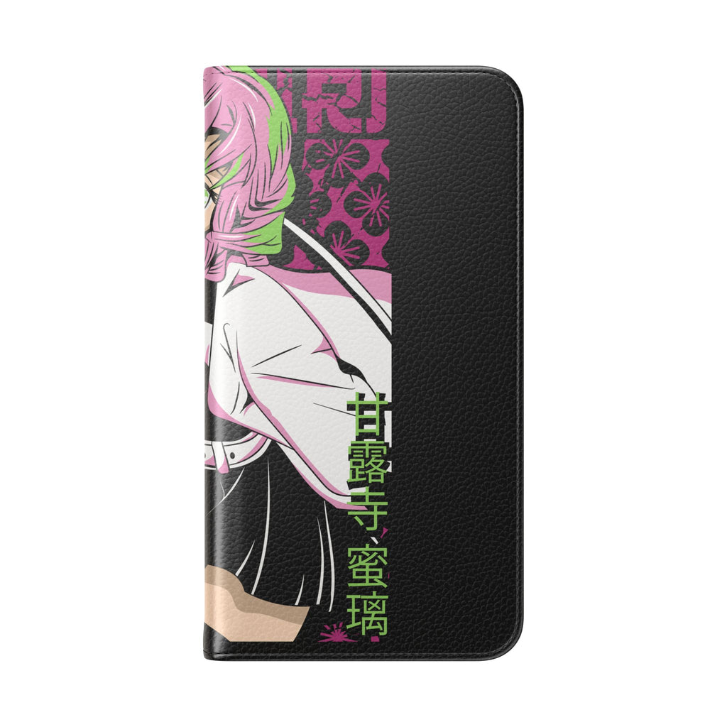 Anime Girl Flip Phone Case — Pink Demon Slayer Style Wallet Cover