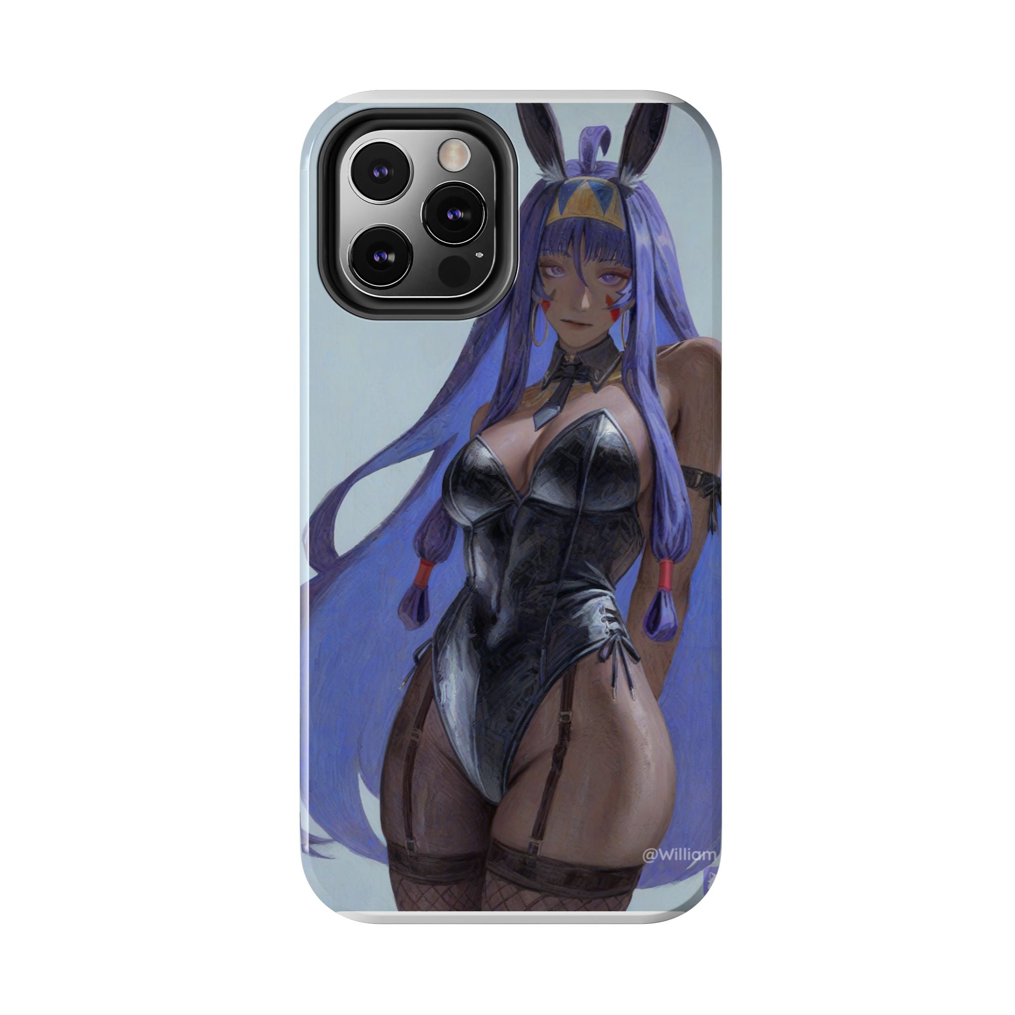 Bunny Girl Tough Phone Case — Anime Purple-Haired Character Protective Cover
