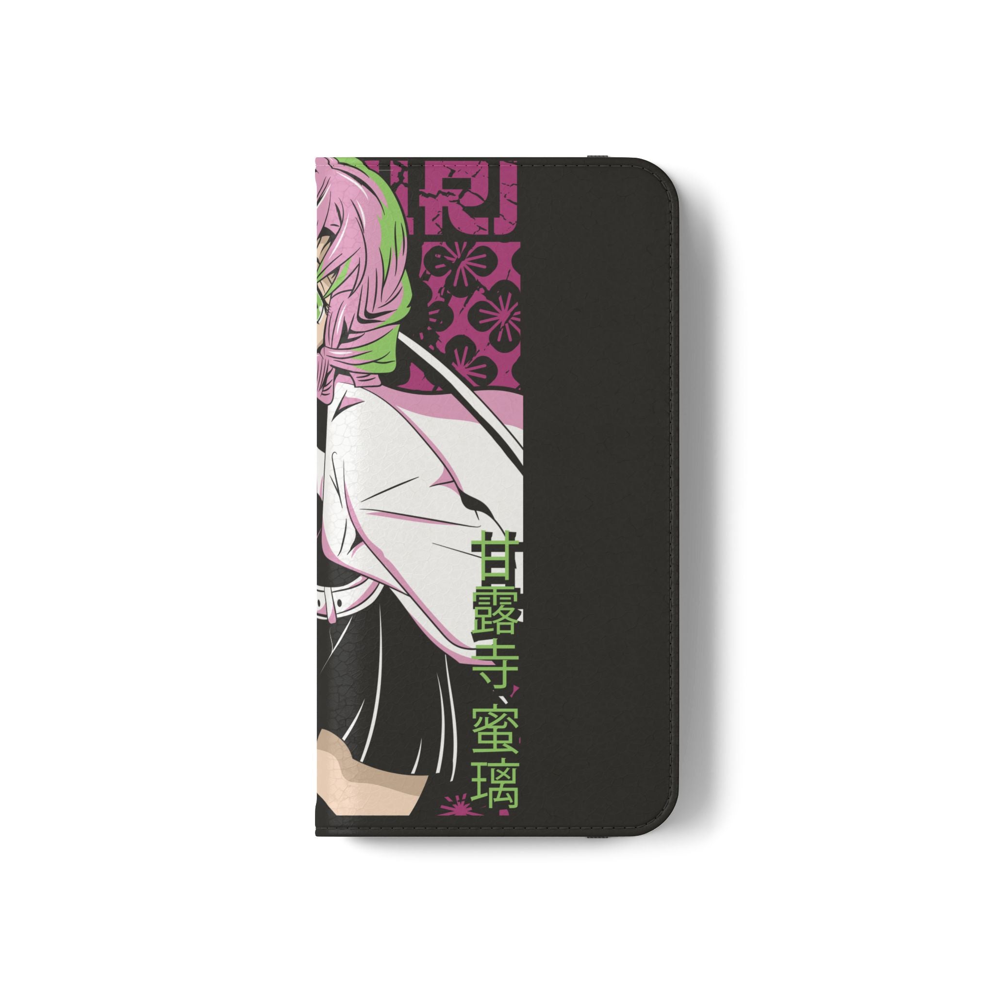 Anime Girl Flip Phone Case — Pink Demon Slayer Style Wallet Cover