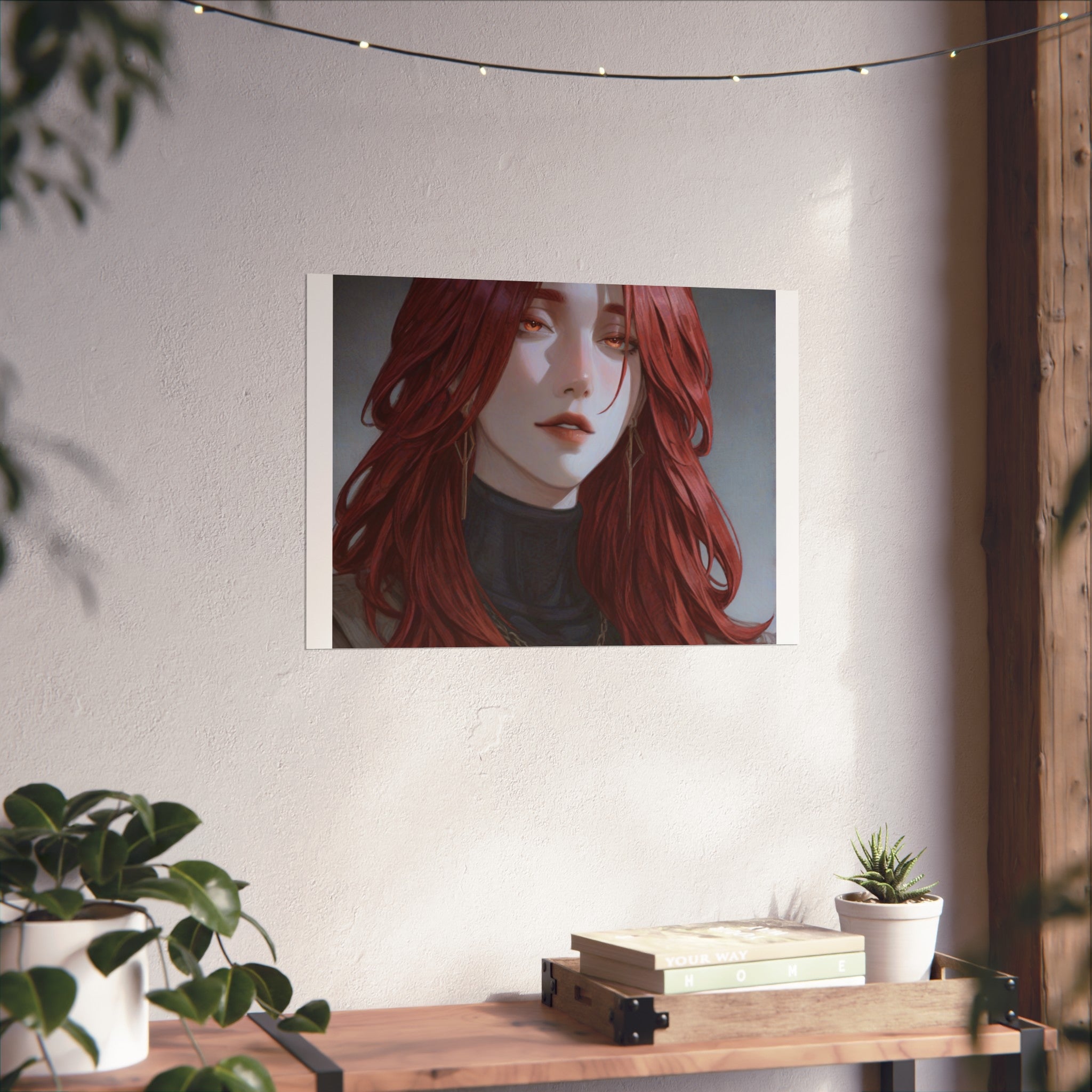 Fine Art Poster — Red-Haired Gothic Portrait, Moody Decorative Wall Art
