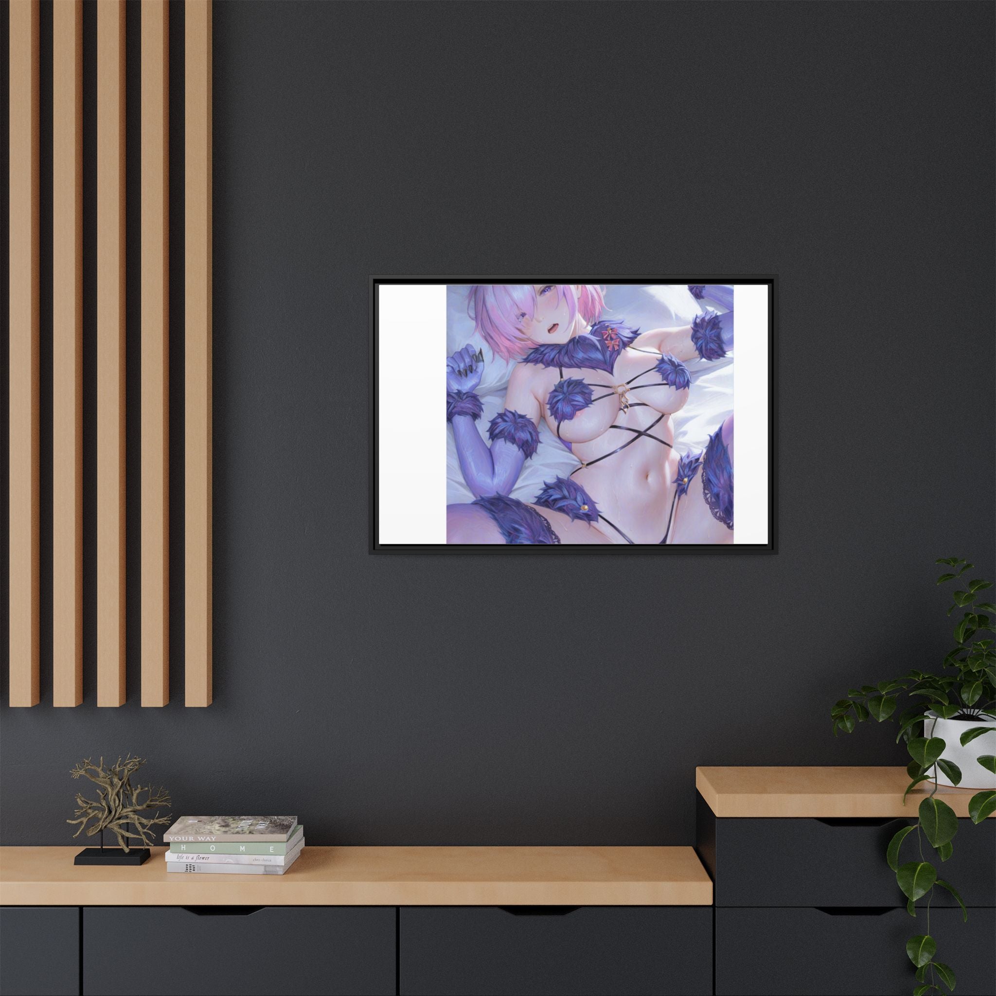 Framed Matte Canvas — Anime Pin-Up Lingerie Art Print