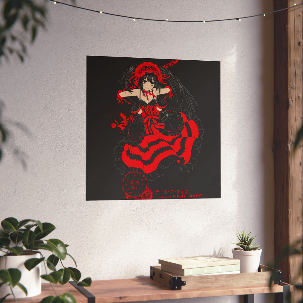 Anime Gothic Poster — Red & Black Kurumi Nightcore Matte Vertical Print