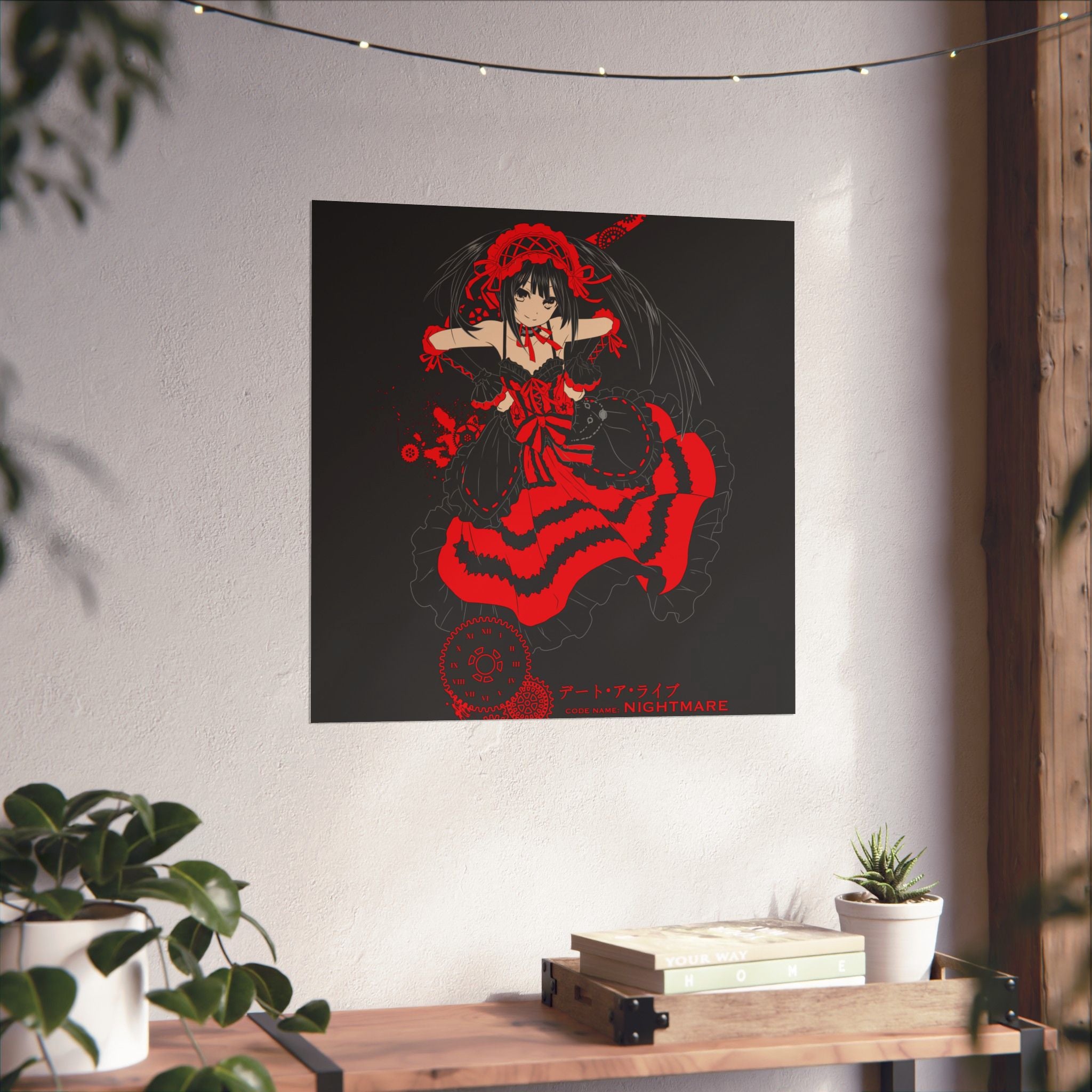 Anime Gothic Poster — Red & Black Kurumi Nightcore Matte Vertical Print