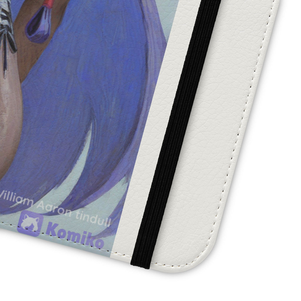 Anime Bunny Girl Flip Case - Purple Long-Haired Character Phone Wallet