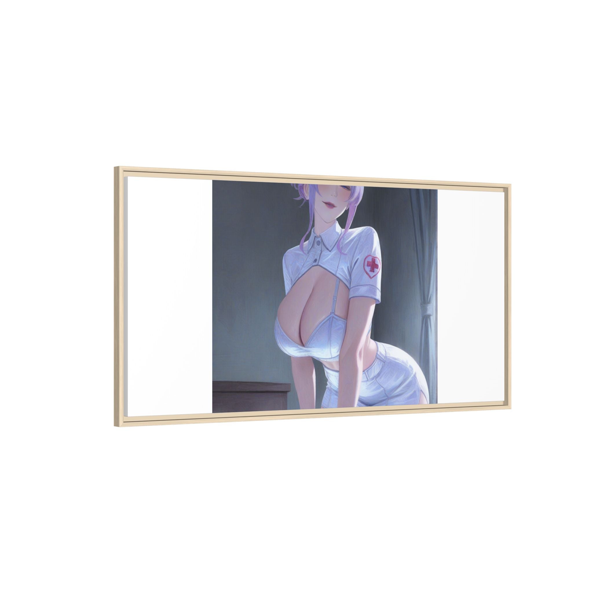 Sexy Anime Nurse Matte Canvas Print (Framed)