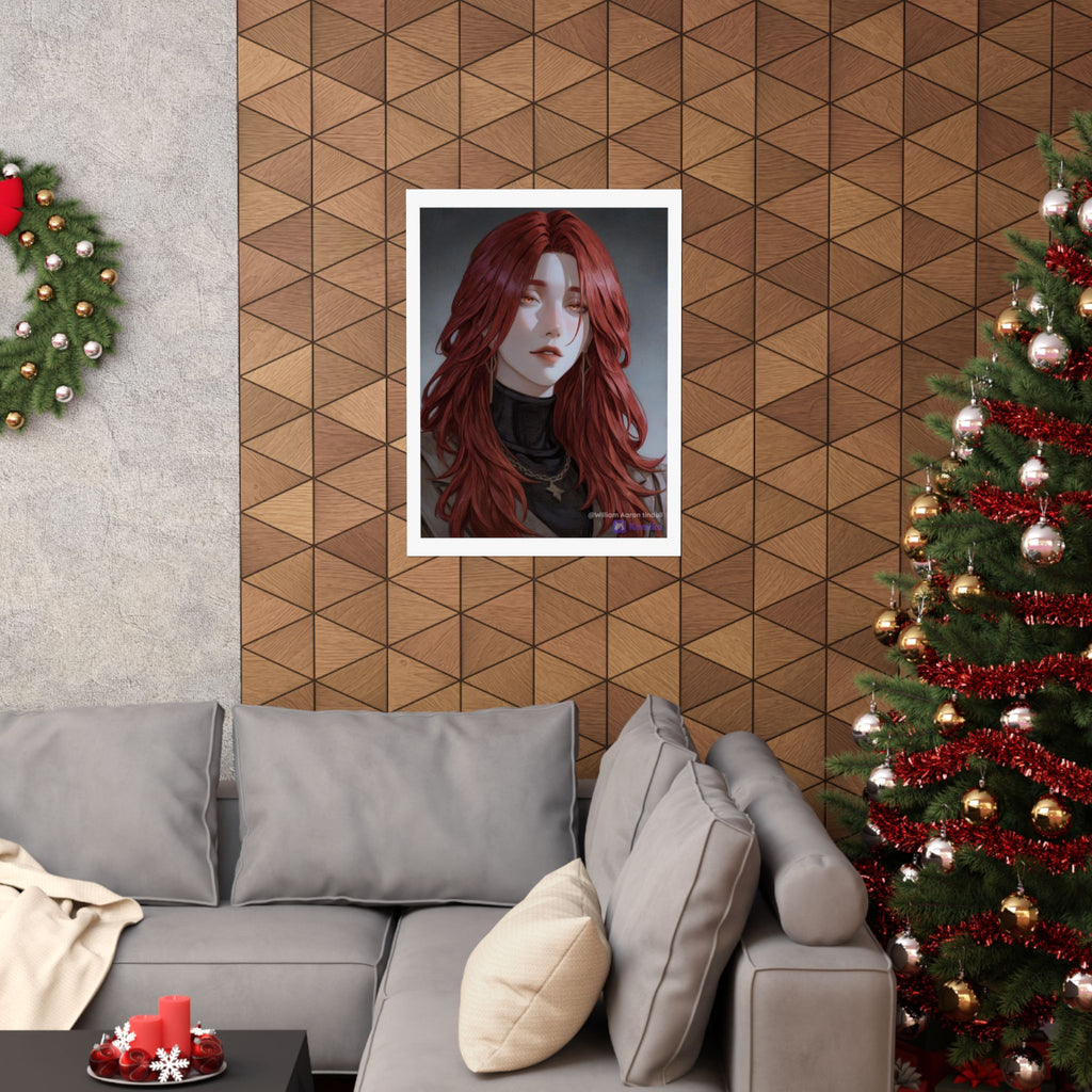 Red-Haired Muse Matte Vertical Poster — Moody Portrait Art Print
