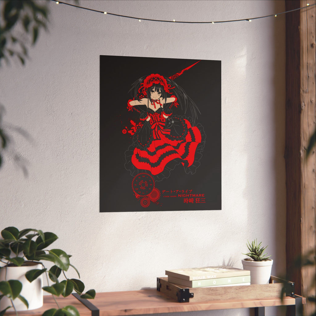 Anime Gothic Poster — Red & Black Kurumi Nightcore Matte Vertical Print