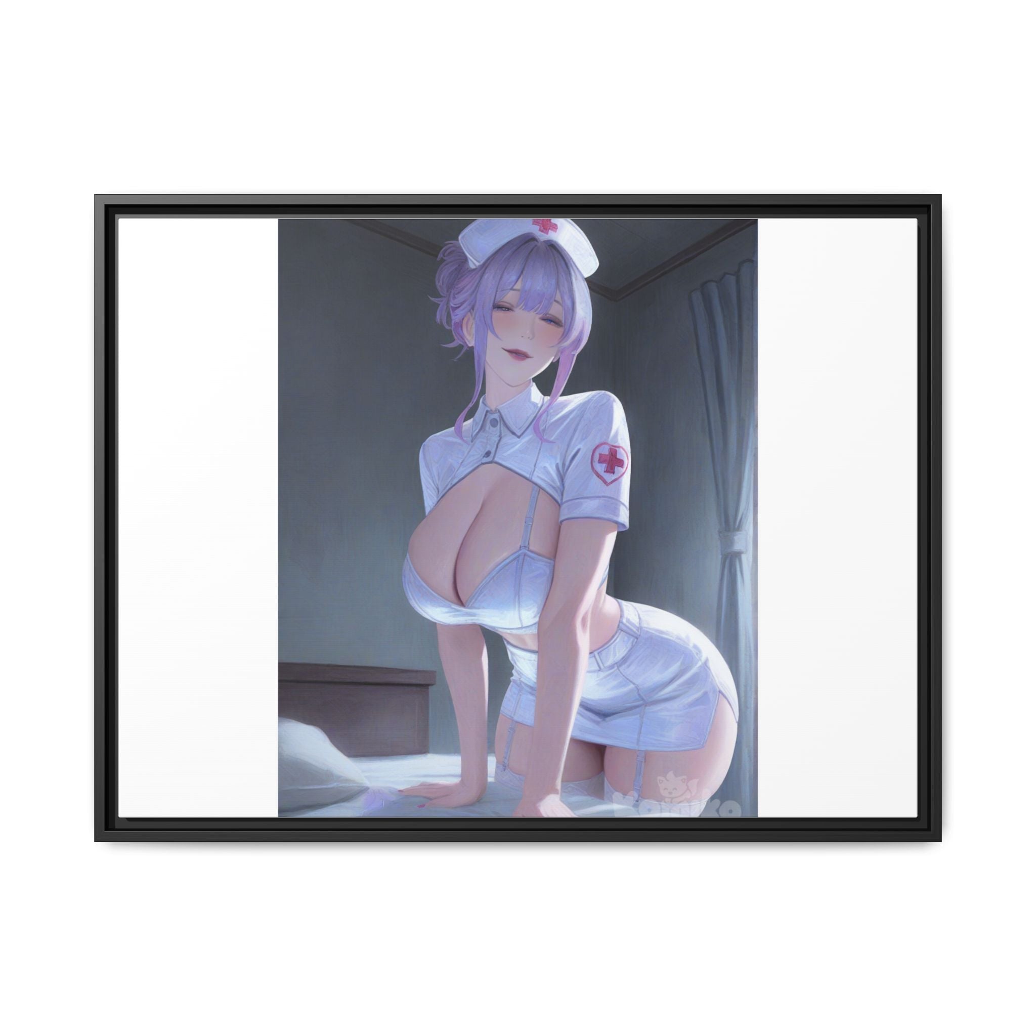 Sexy Anime Nurse Matte Canvas Print (Framed)