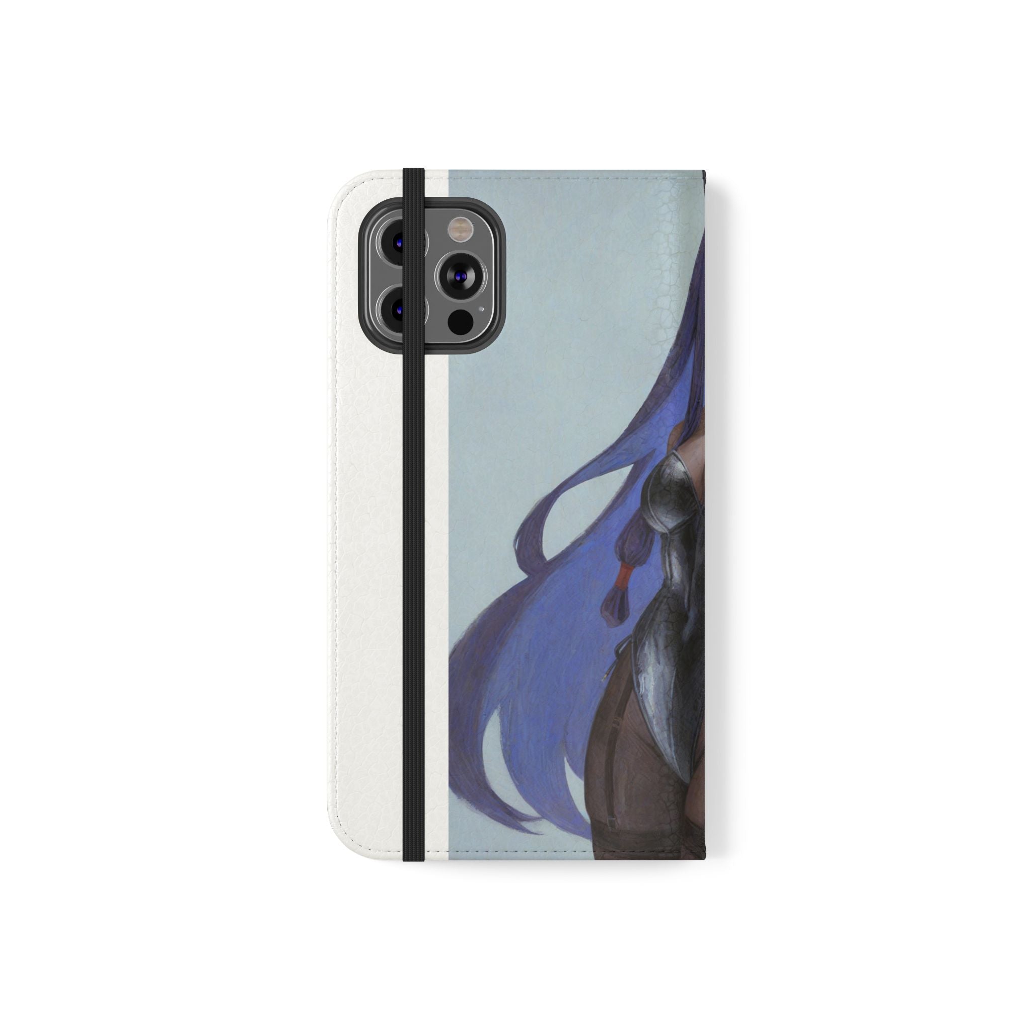 Anime Bunny Girl Flip Case - Purple Long-Haired Character Phone Wallet