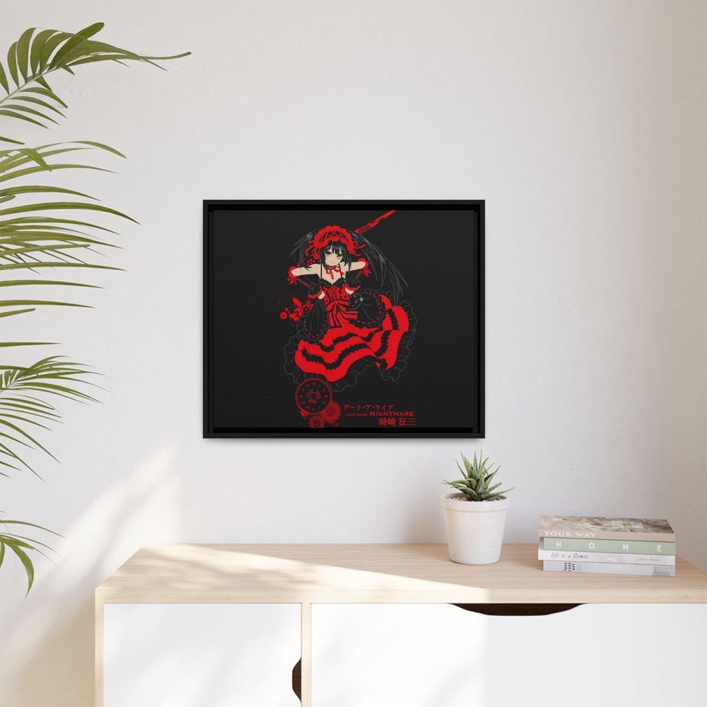 Anime Warrior Red Black Matte Canvas Print — Framed Wall Art