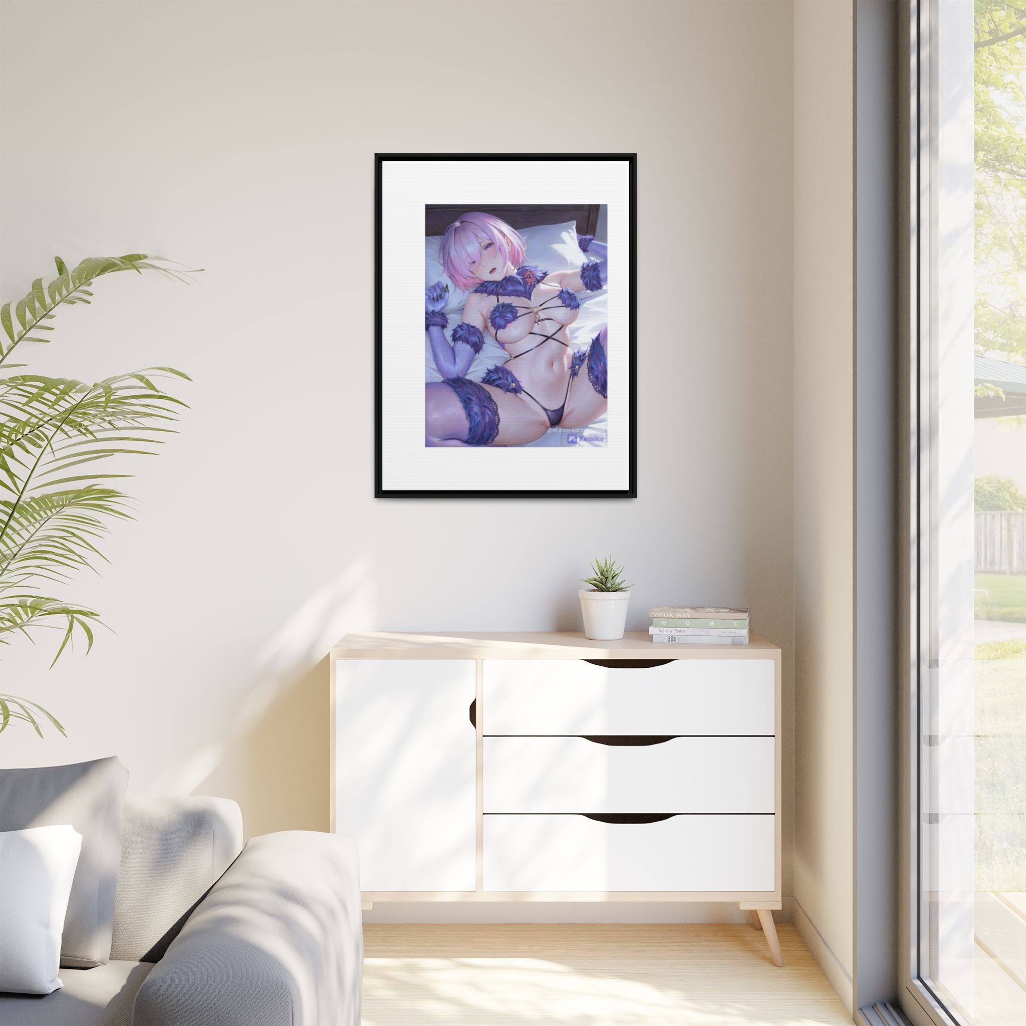 Framed Matte Canvas — Anime Pin-Up Lingerie Art Print