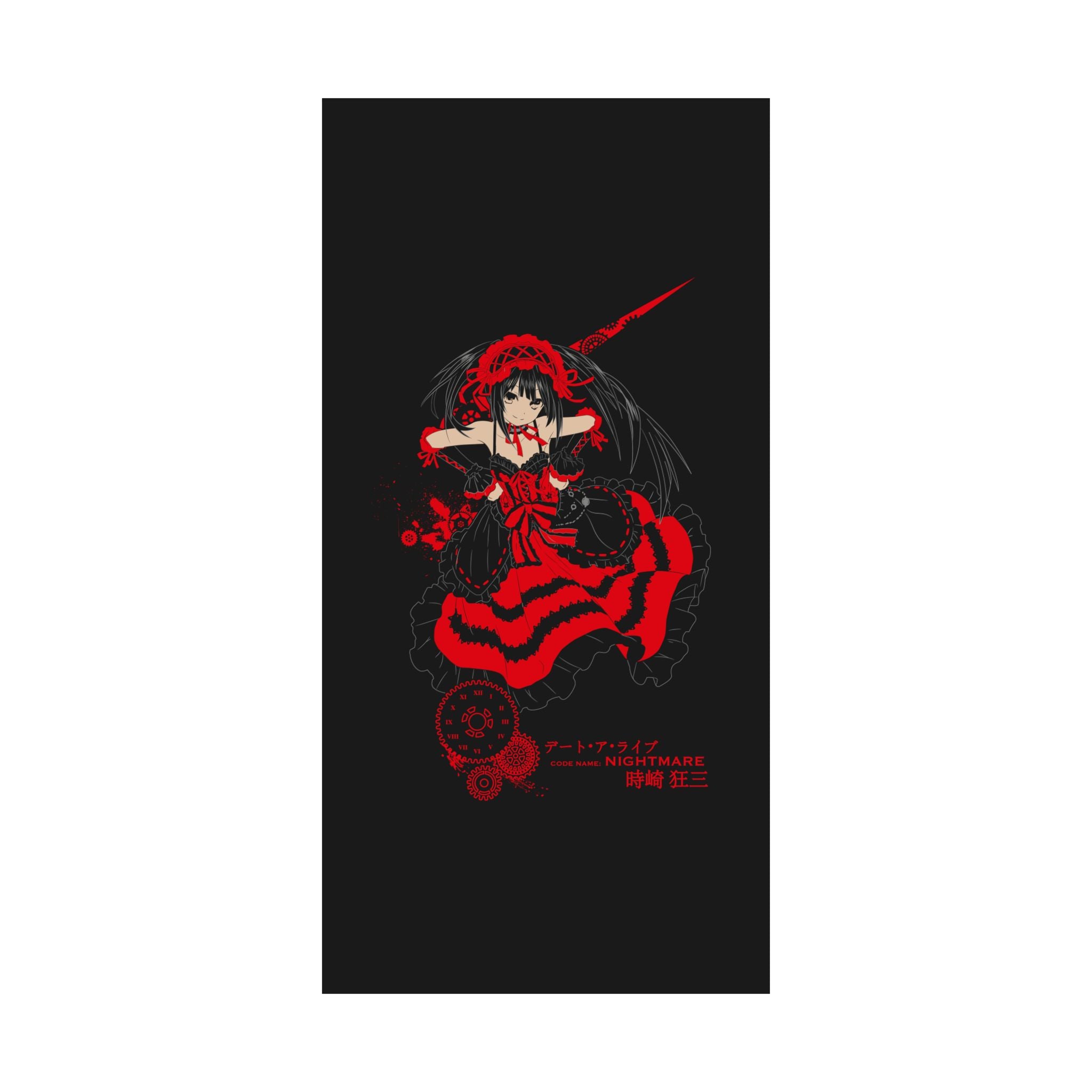 Anime Gothic Poster — Red & Black Kurumi Nightcore Matte Vertical Print