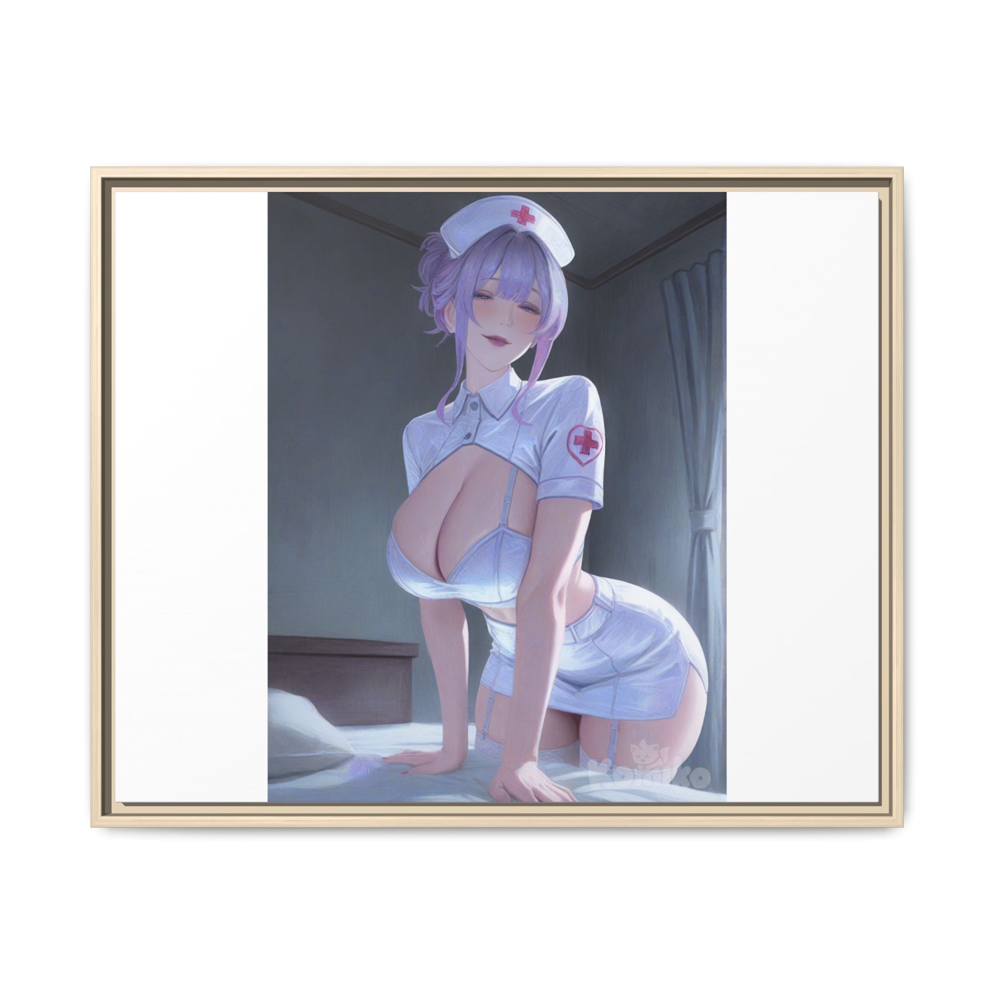 Sexy Anime Nurse Matte Canvas Print (Framed)