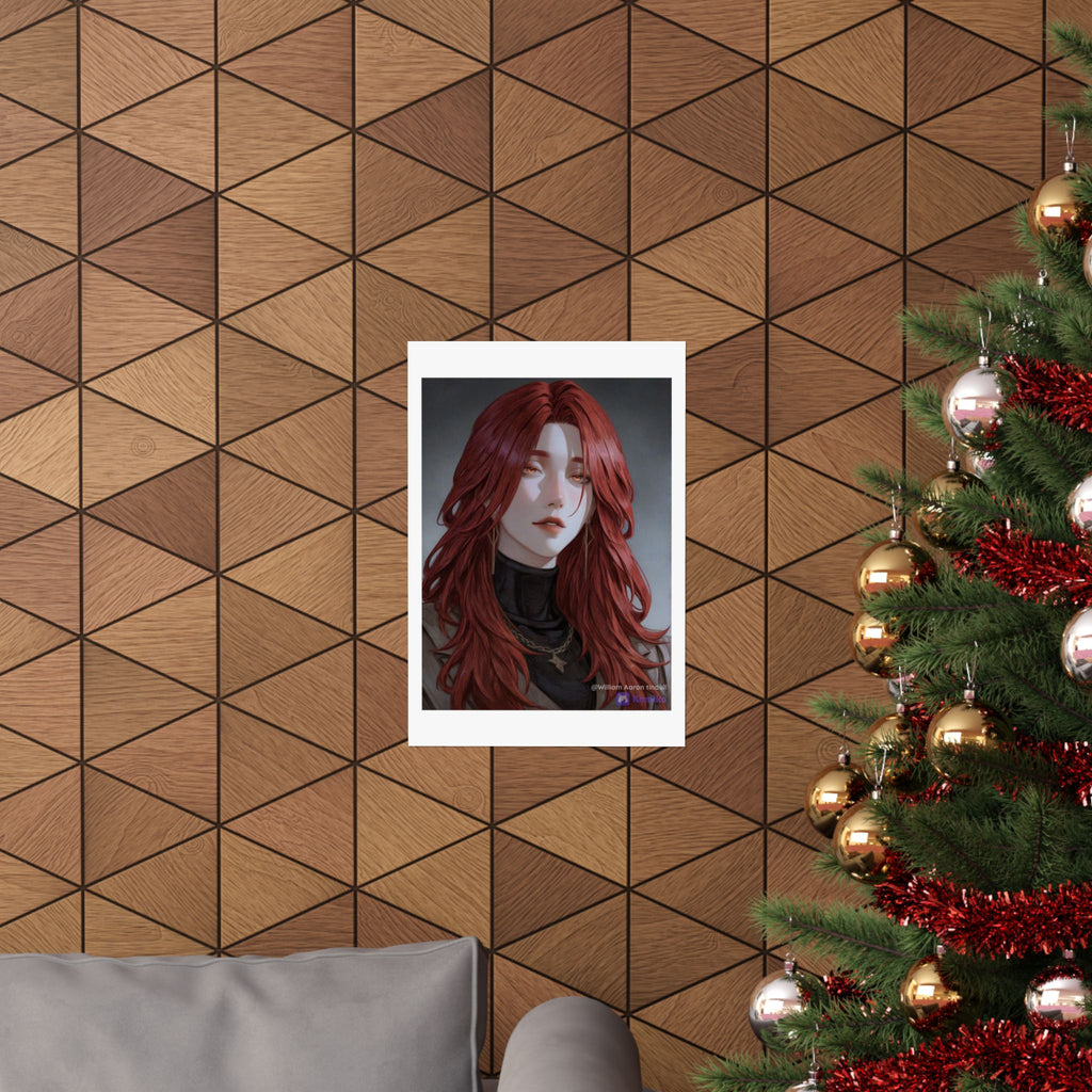Red-Haired Muse Matte Vertical Poster — Moody Portrait Art Print
