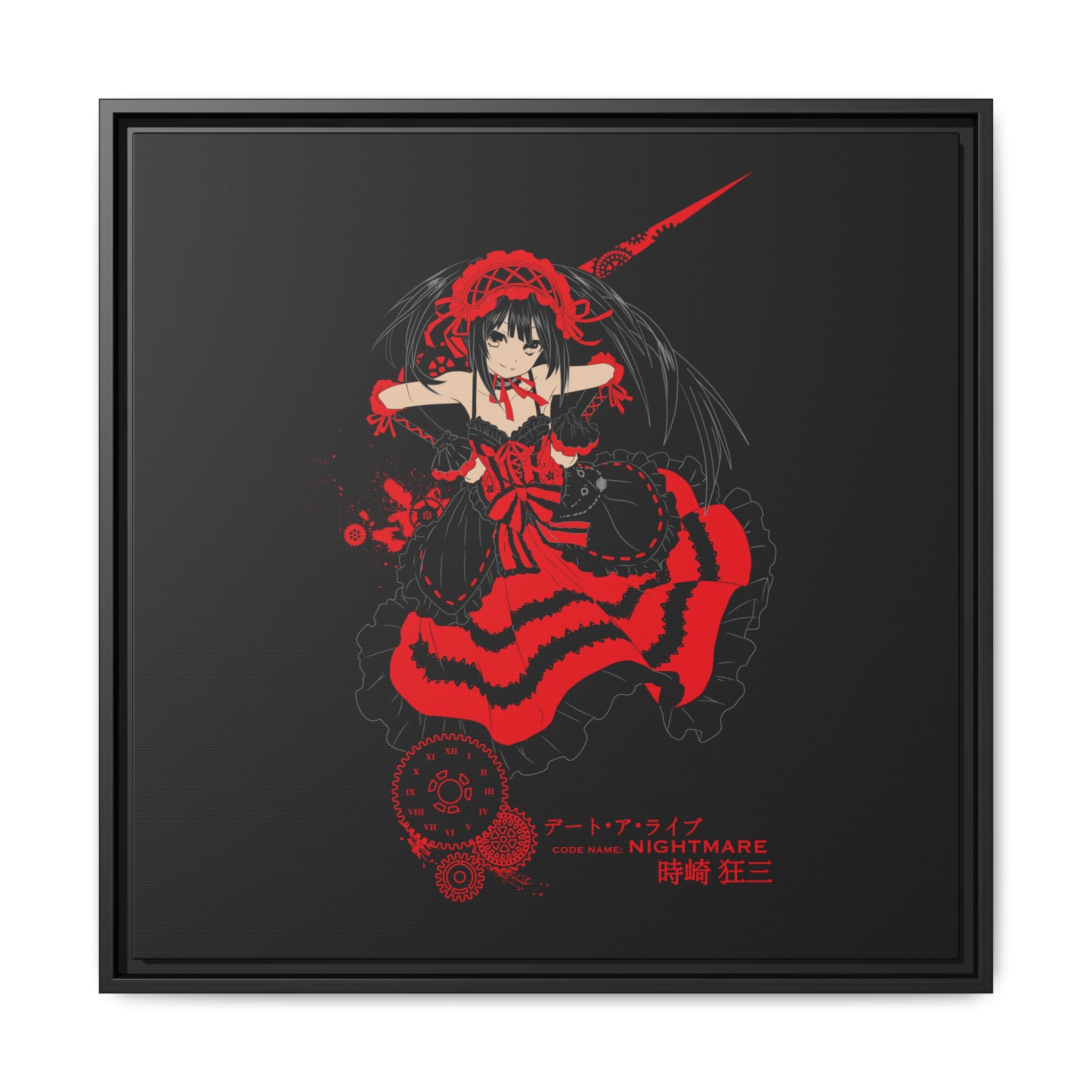 Anime Warrior Red Black Matte Canvas Print — Framed Wall Art