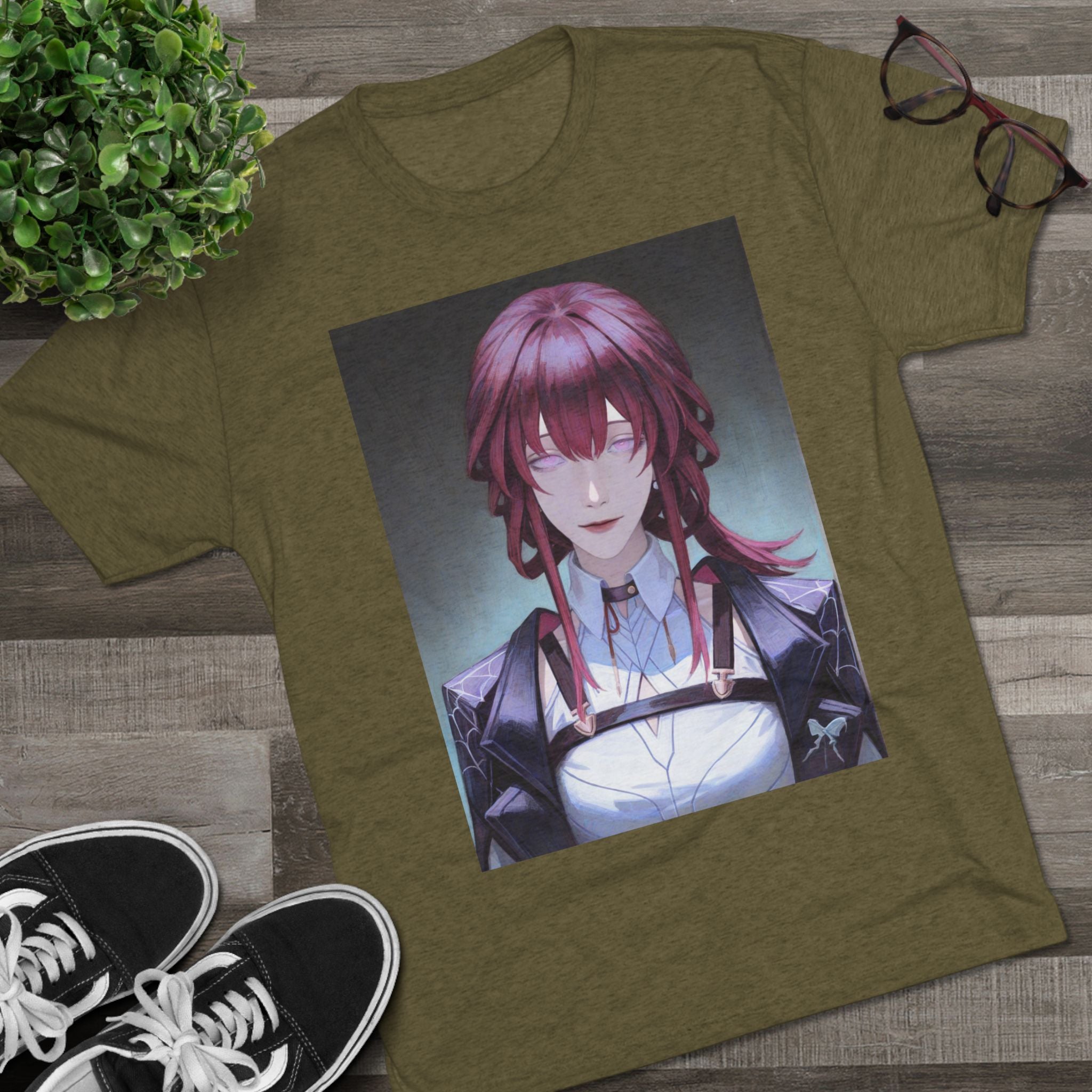 Anime Gothic Maid Portrait Tee — Red-Haired Mystique Crew Shirt