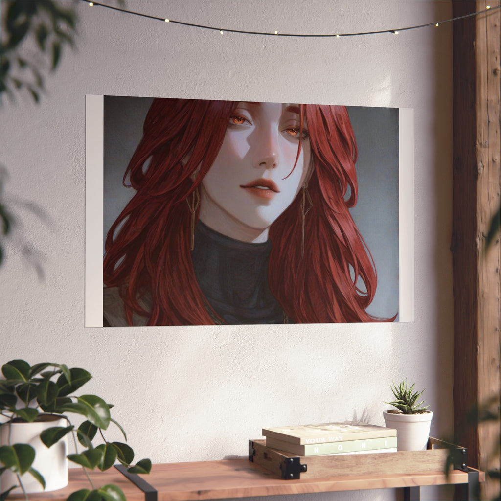Fine Art Poster — Red-Haired Gothic Portrait, Moody Decorative Wall Art