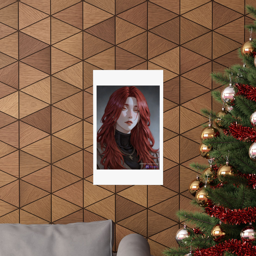 Red-Haired Muse Matte Vertical Poster — Moody Portrait Art Print