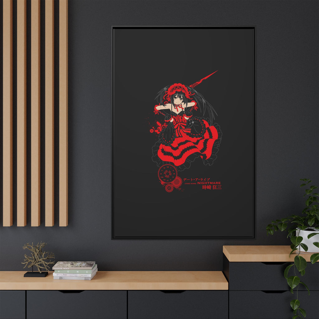 Anime Warrior Red Black Matte Canvas Print — Framed Wall Art