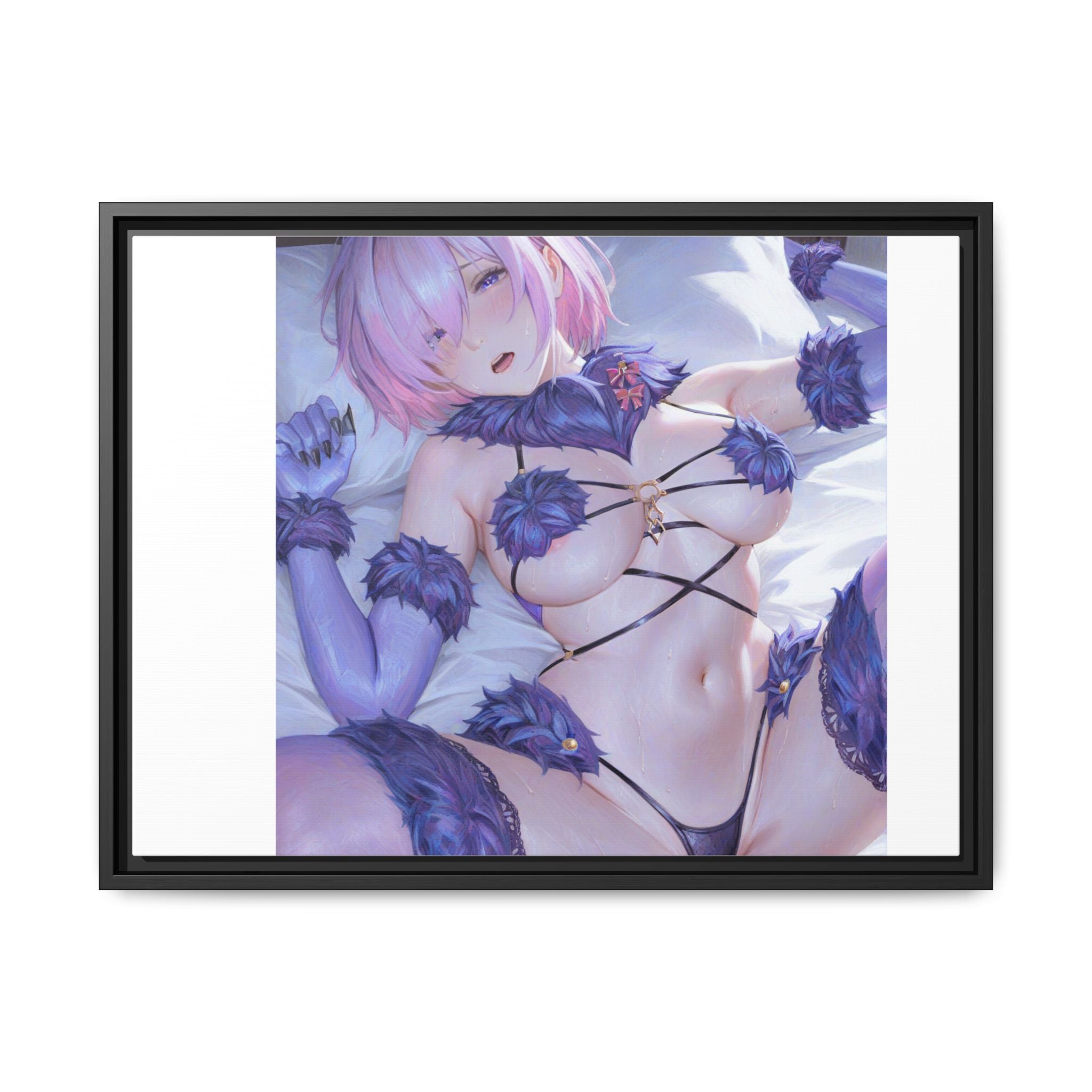 Framed Matte Canvas — Anime Pin-Up Lingerie Art Print