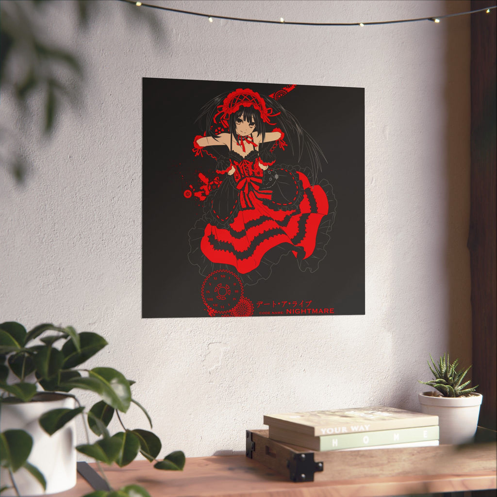 Anime Gothic Poster — Red & Black Kurumi Nightcore Matte Vertical Print