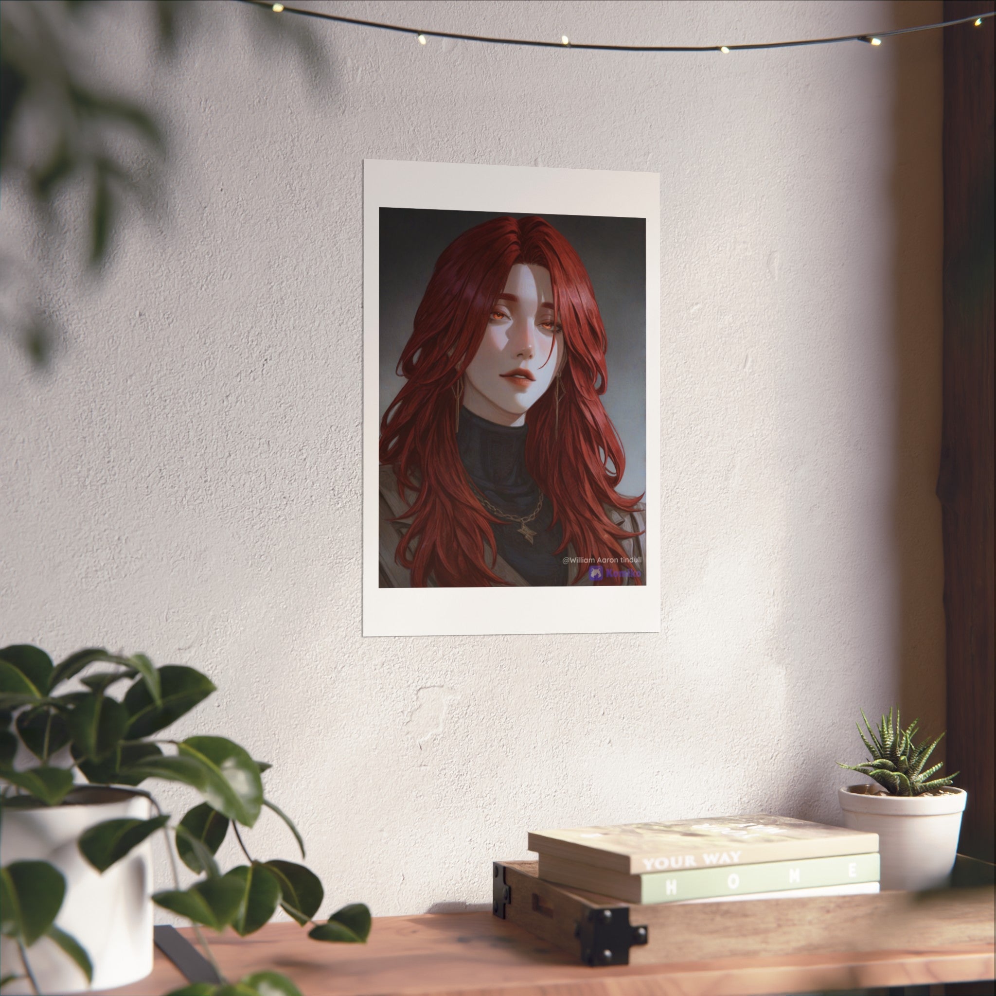 Fine Art Poster — Red-Haired Gothic Portrait, Moody Decorative Wall Art