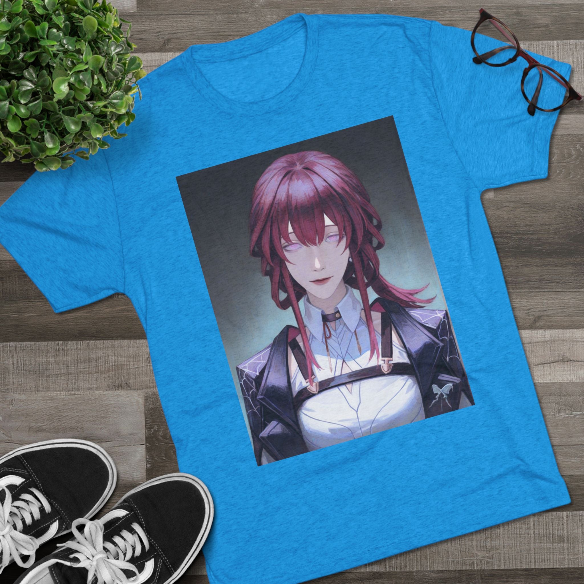 Anime Gothic Maid Portrait Tee — Red-Haired Mystique Crew Shirt