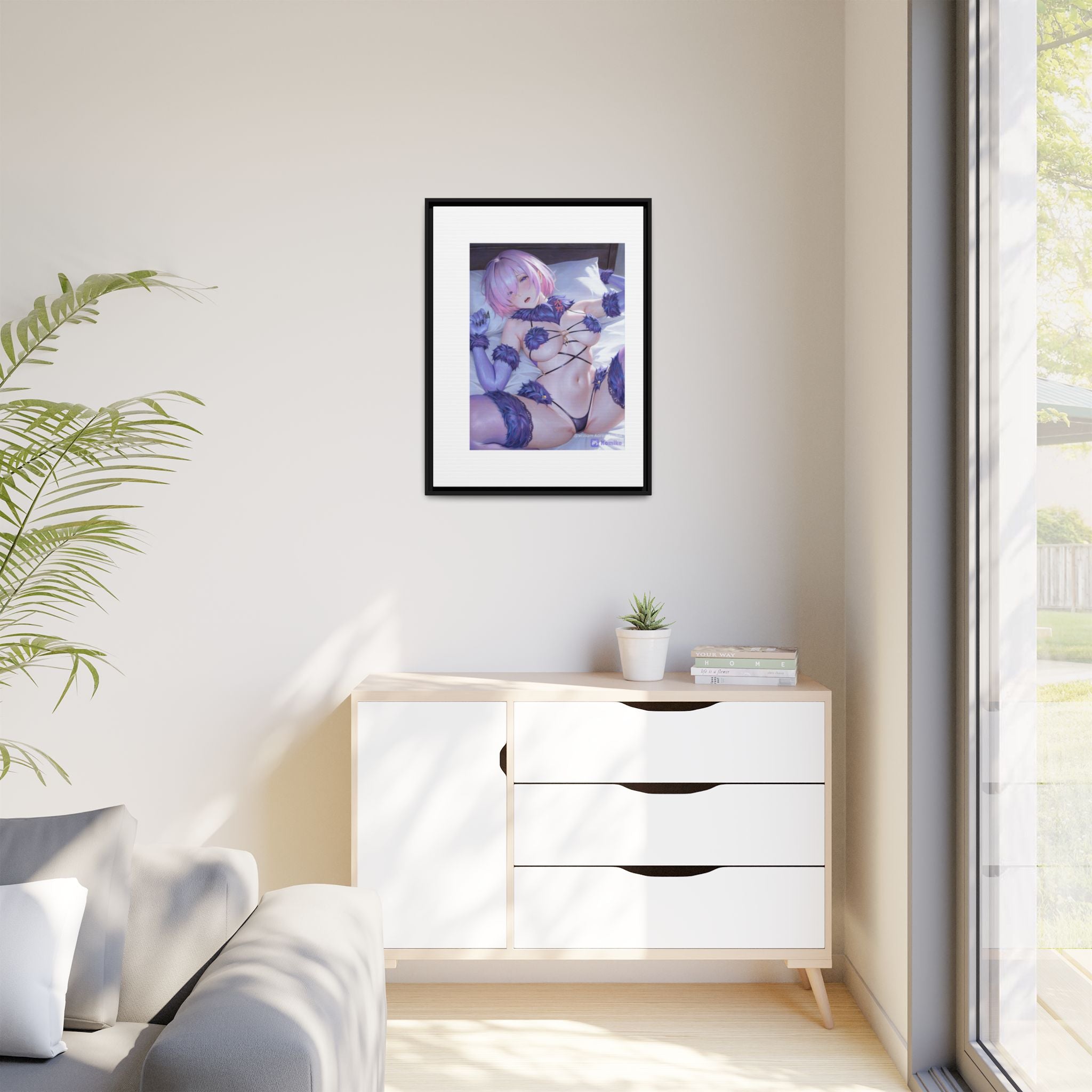 Framed Matte Canvas — Anime Pin-Up Lingerie Art Print