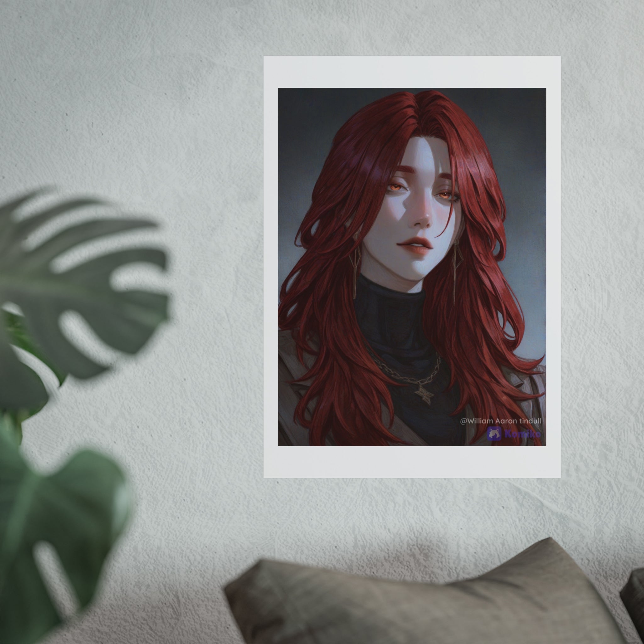Fine Art Poster — Red-Haired Gothic Portrait, Moody Decorative Wall Art