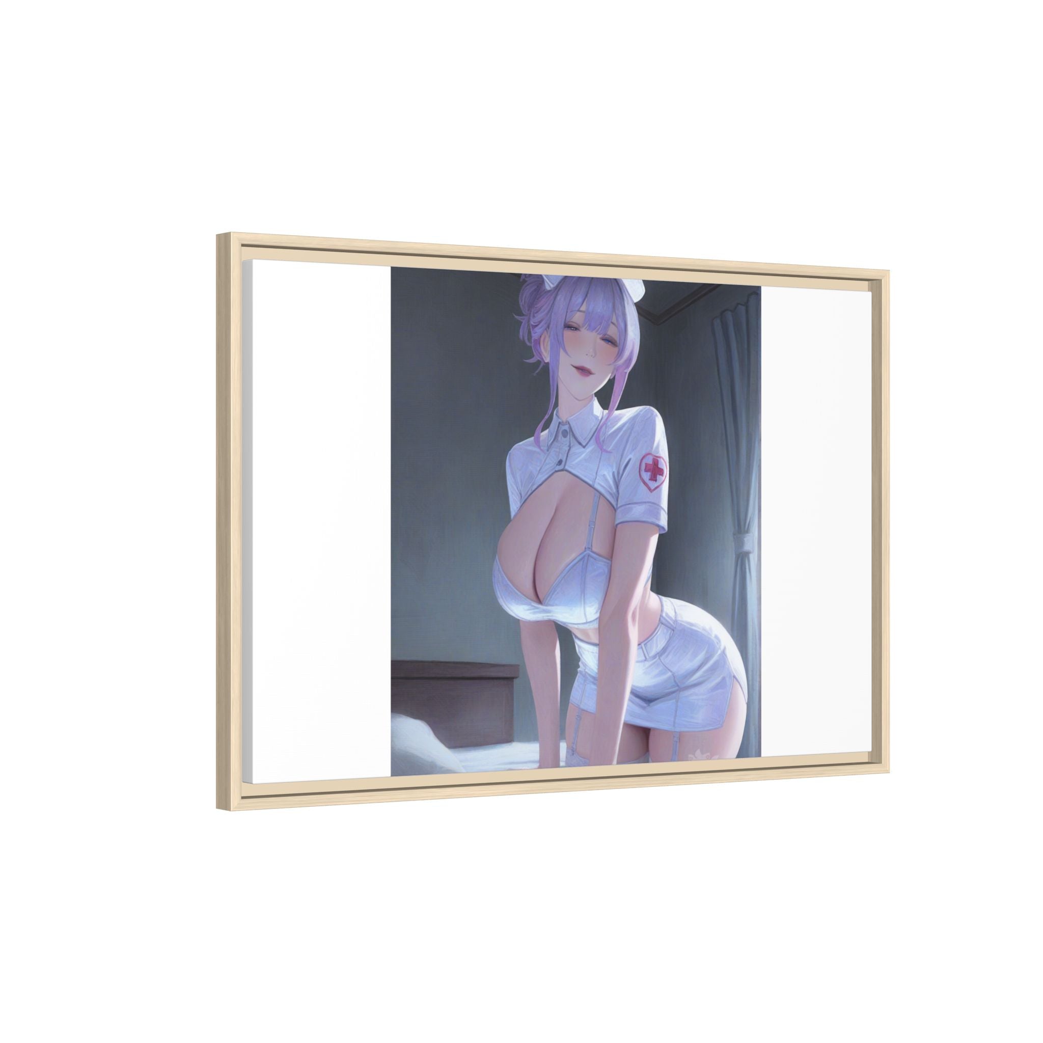 Sexy Anime Nurse Matte Canvas Print (Framed)