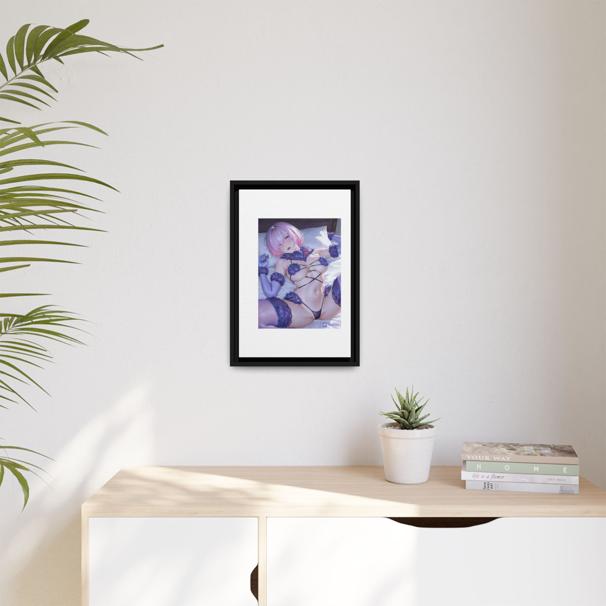 Framed Matte Canvas — Anime Pin-Up Lingerie Art Print